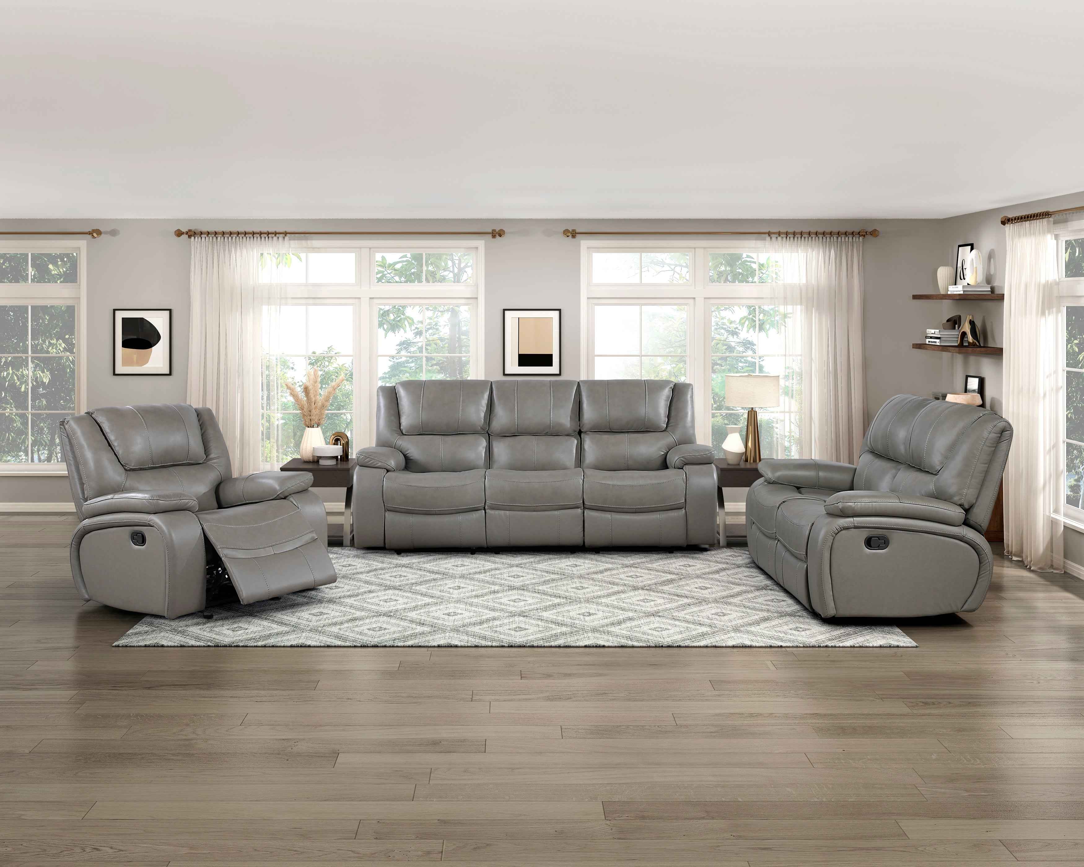 Ellicott Gray Double Reclining Loveseat - Image 8