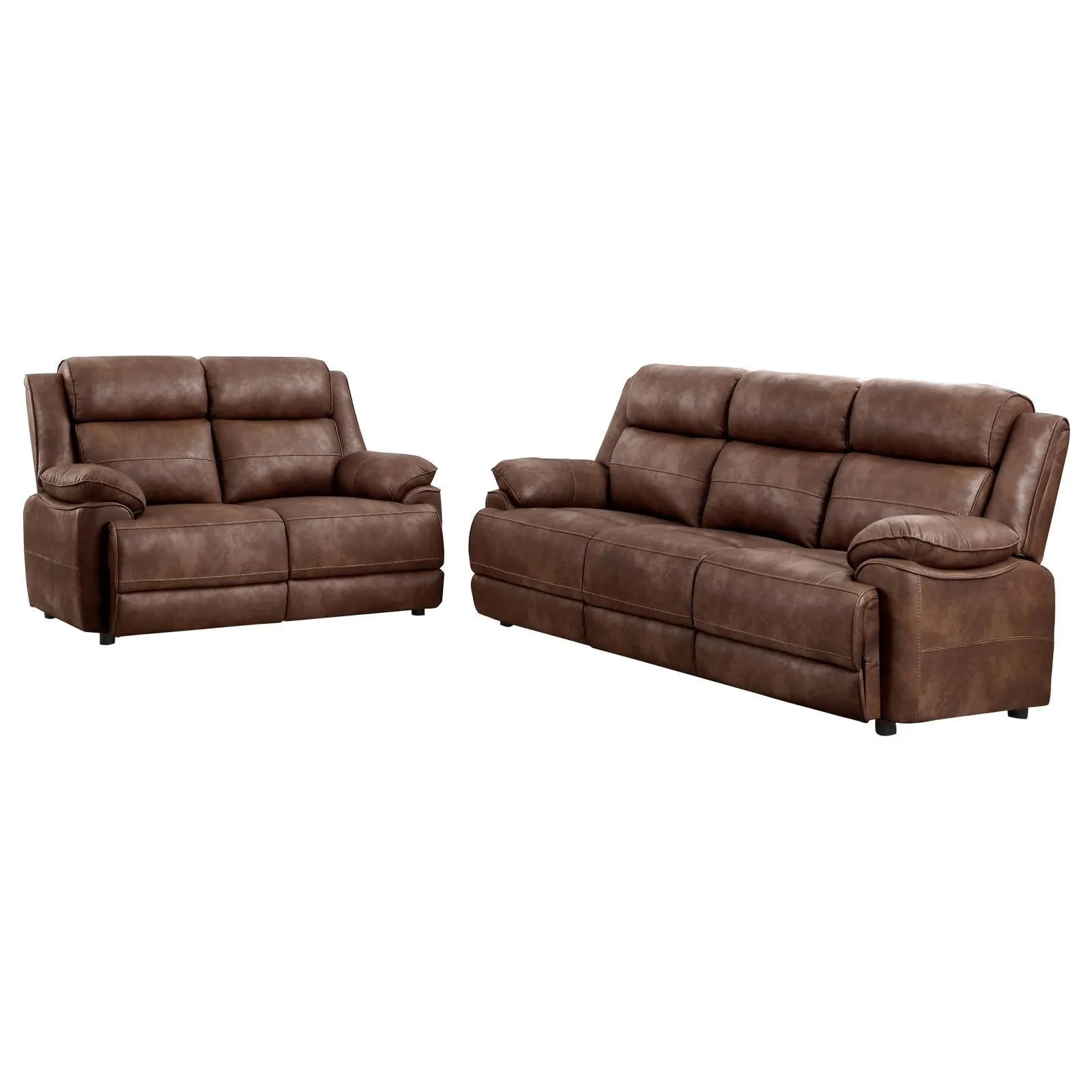Ellington Dark Brown 2-piece Upholstered Padded Arm Sofa Set - Image 2