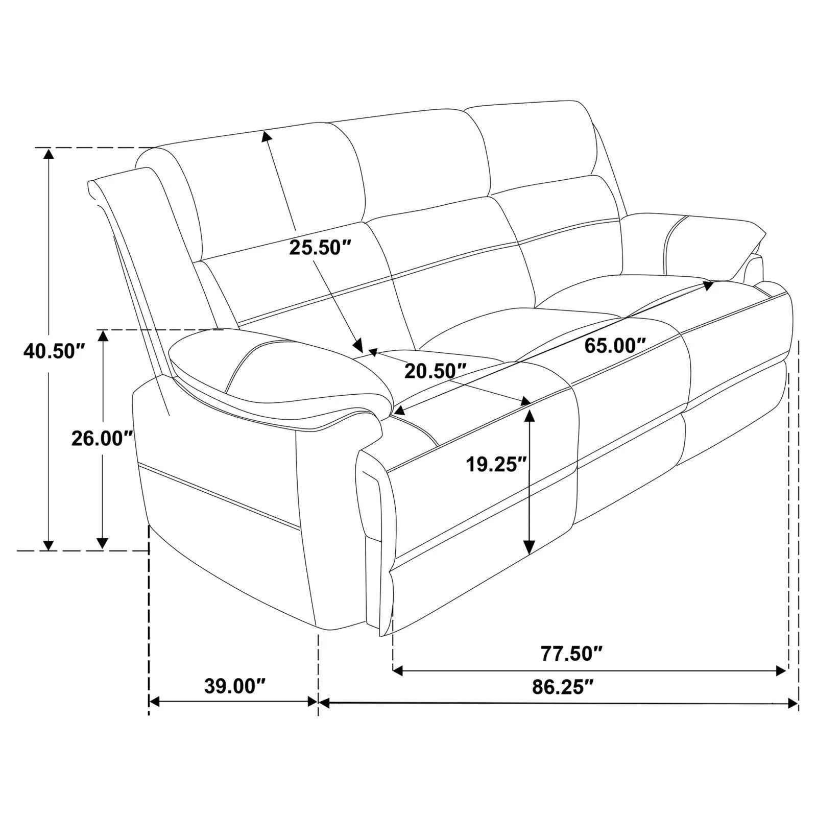 Ellington Dark Brown Upholstered Padded Arm Sofa - Image 12