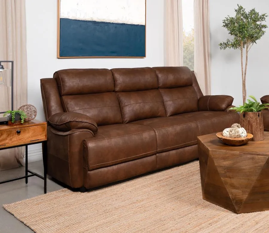 Ellington Dark Brown Upholstered Padded Arm Sofa - Image 2