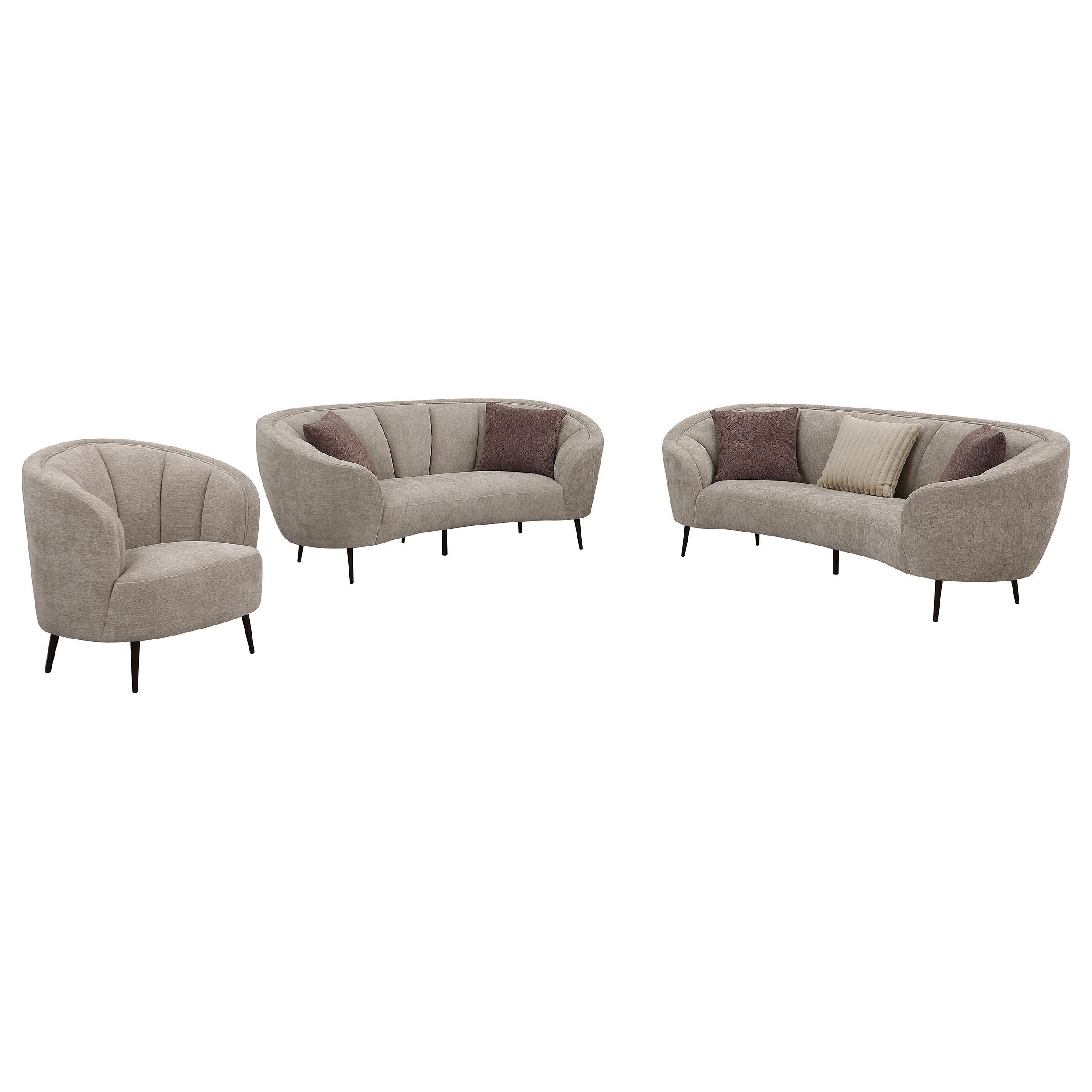 Ellorie 3-piece Upholstered Curved Sofa Set Beige - Image 2