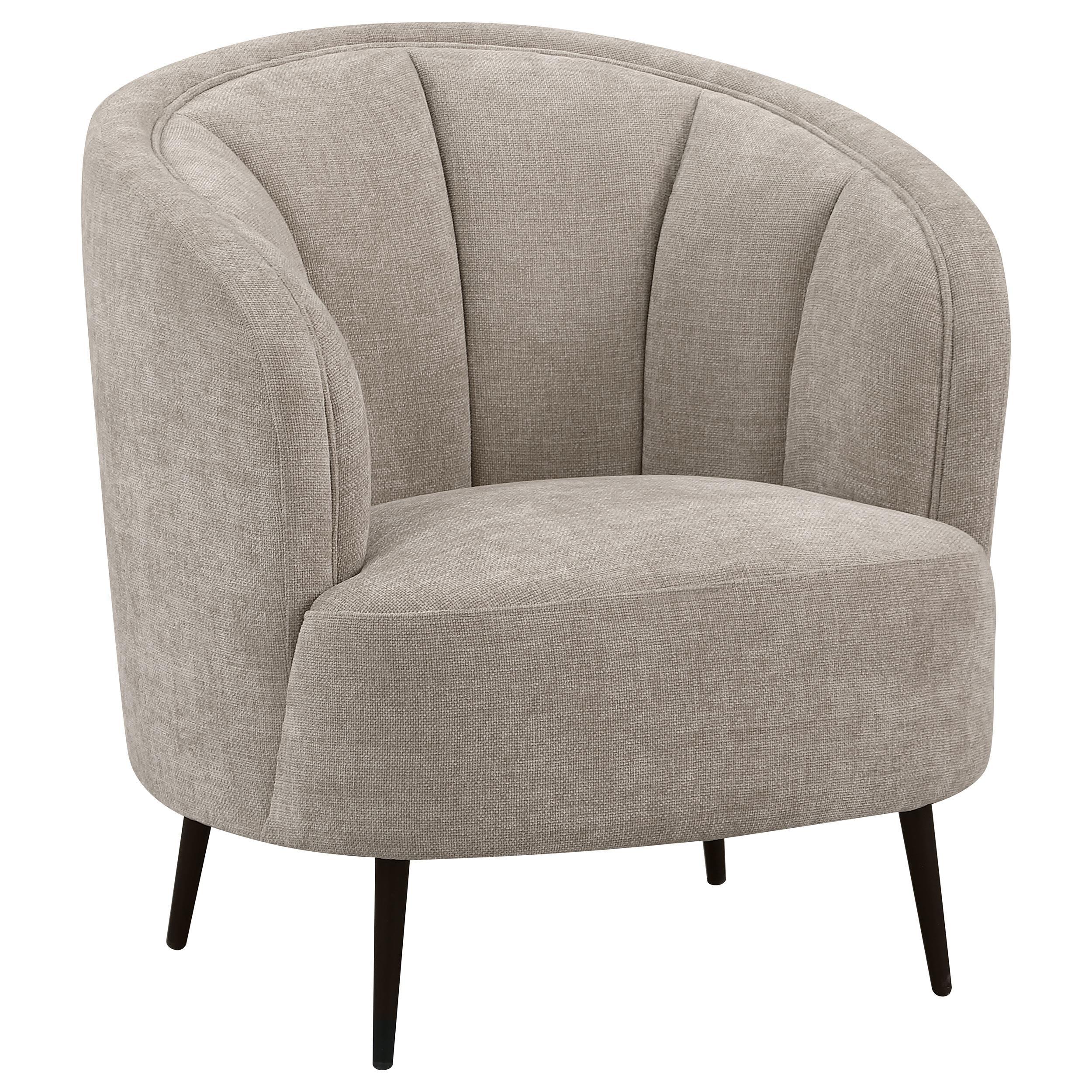 Ellorie Beige Upholstered Channel Back Curved Chair - Image 2