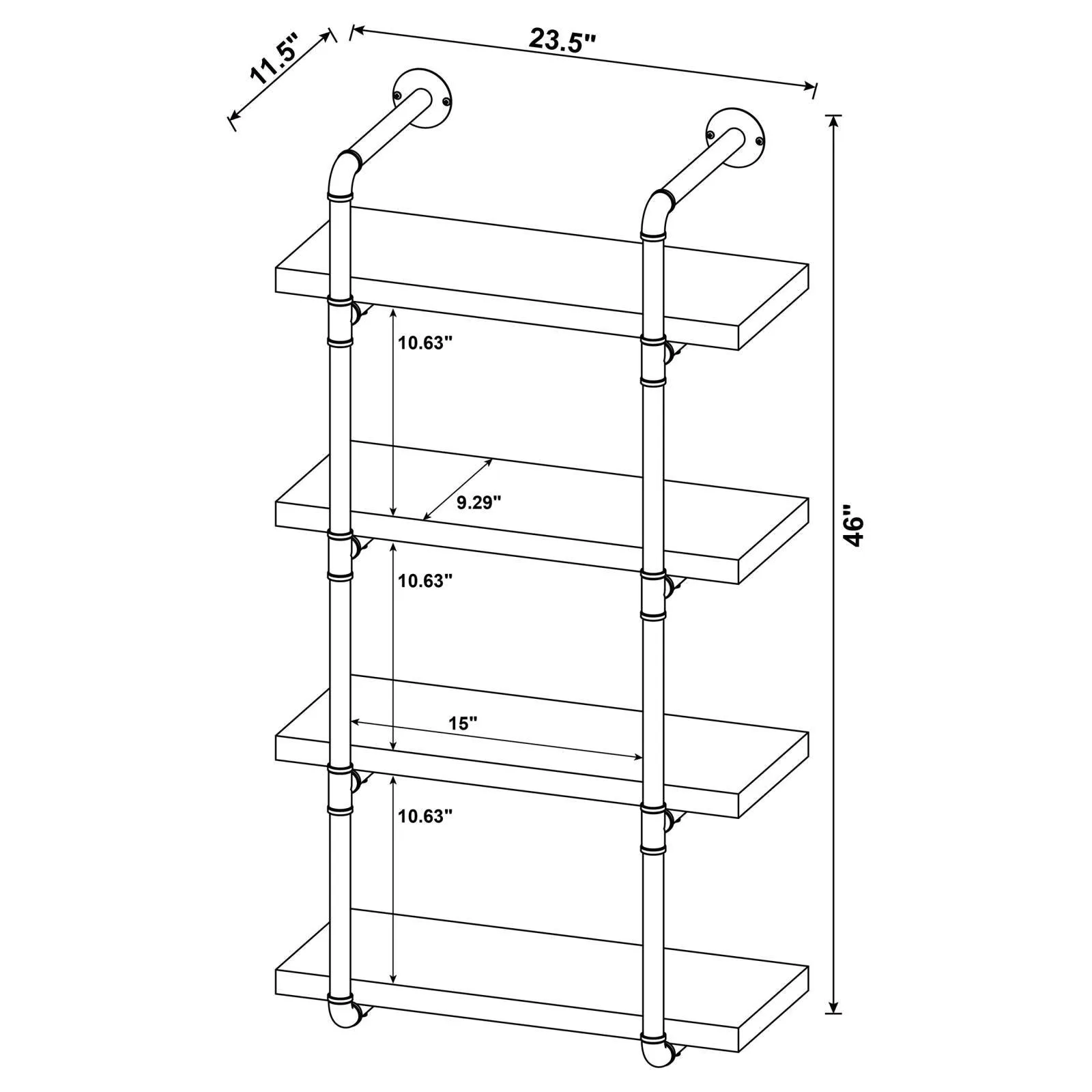 Elmcrest 24-inch Wall Shelf Black/Rustic Oak - Image 11