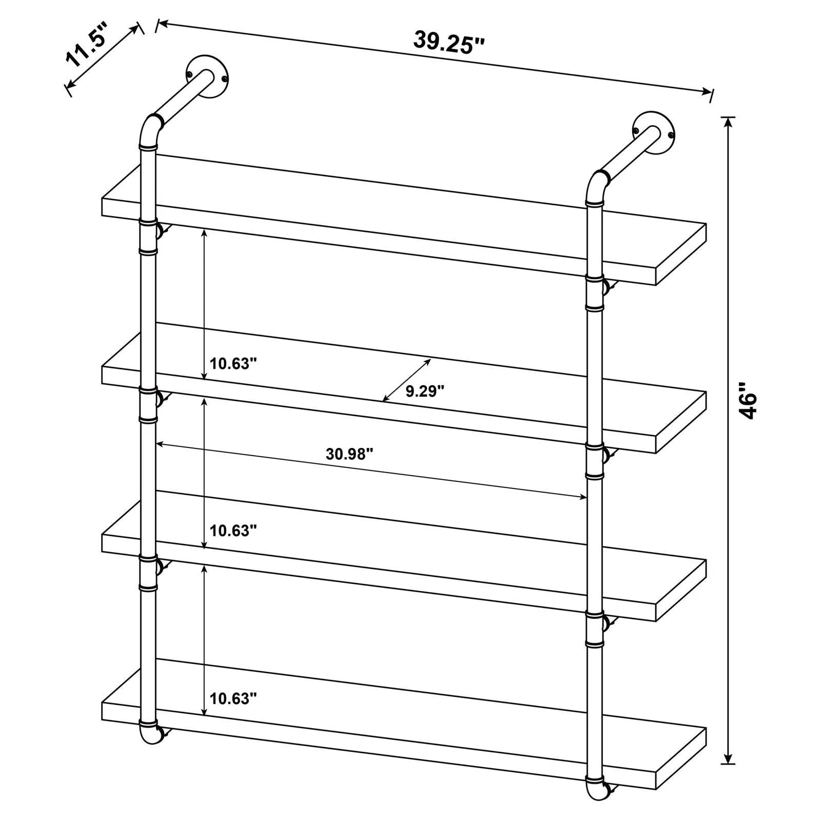 Elmcrest 40-inch Wall Shelf Black/Gray Driftwood - Image 11