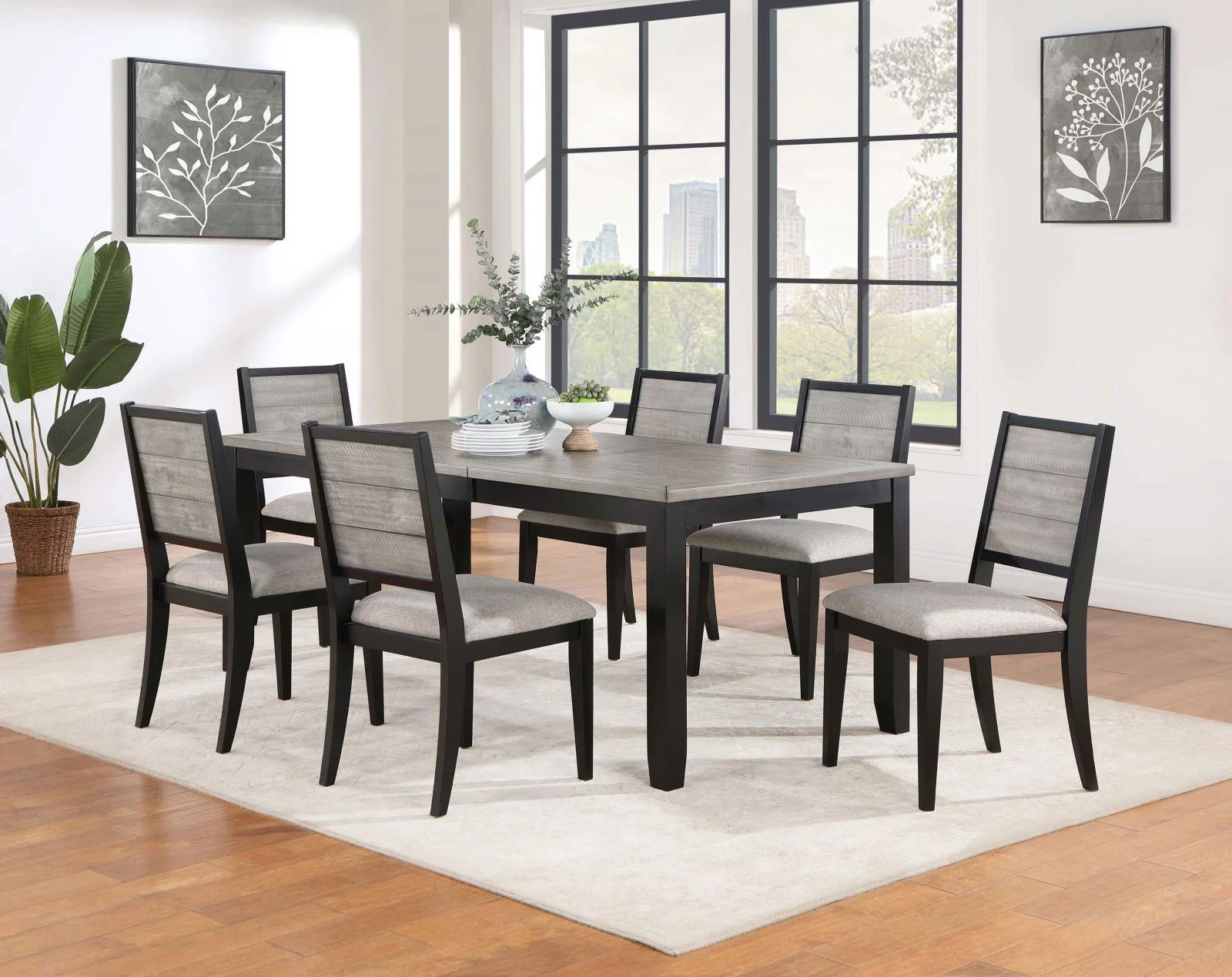 Elodie Upholstered Padded Seat Dining Side Chair Dove Grey and Black (Set of 2) - Image 10