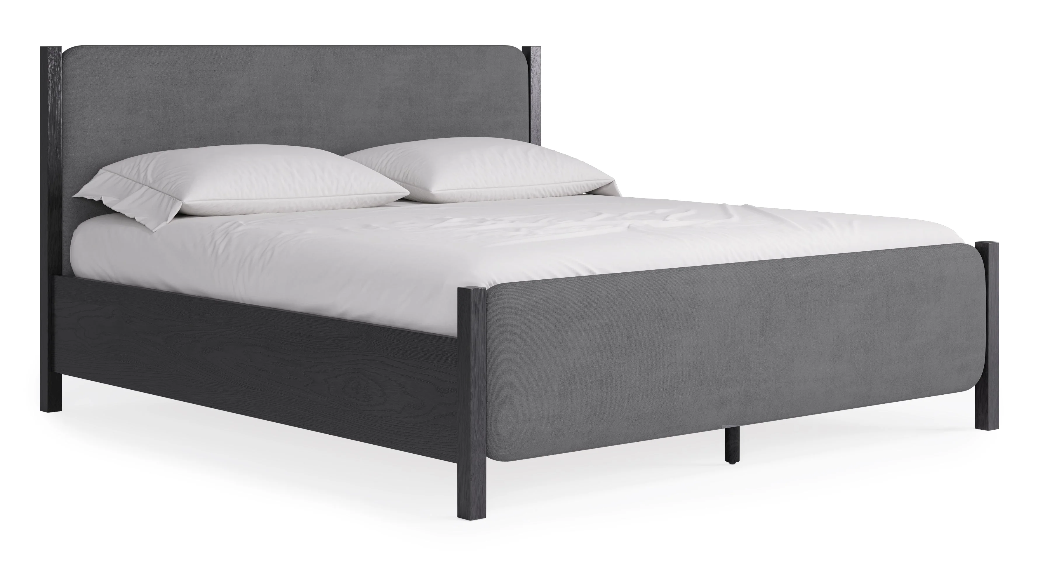 Elora Wood and Velvet California King Upholstered Bed in Jet and Charcoal - Image 5