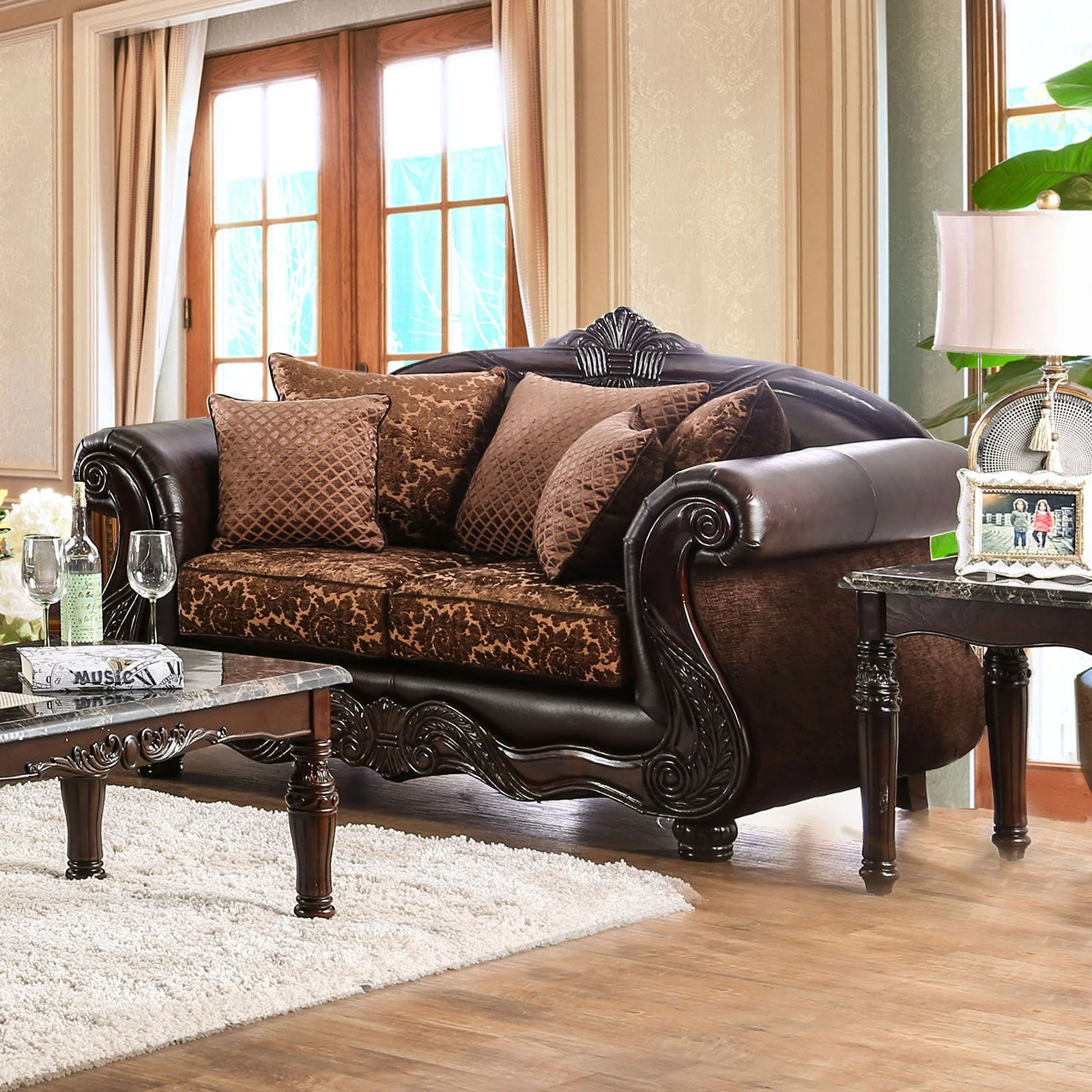 Elpis Brown/Espresso Sofa & Loveseat - Image 3