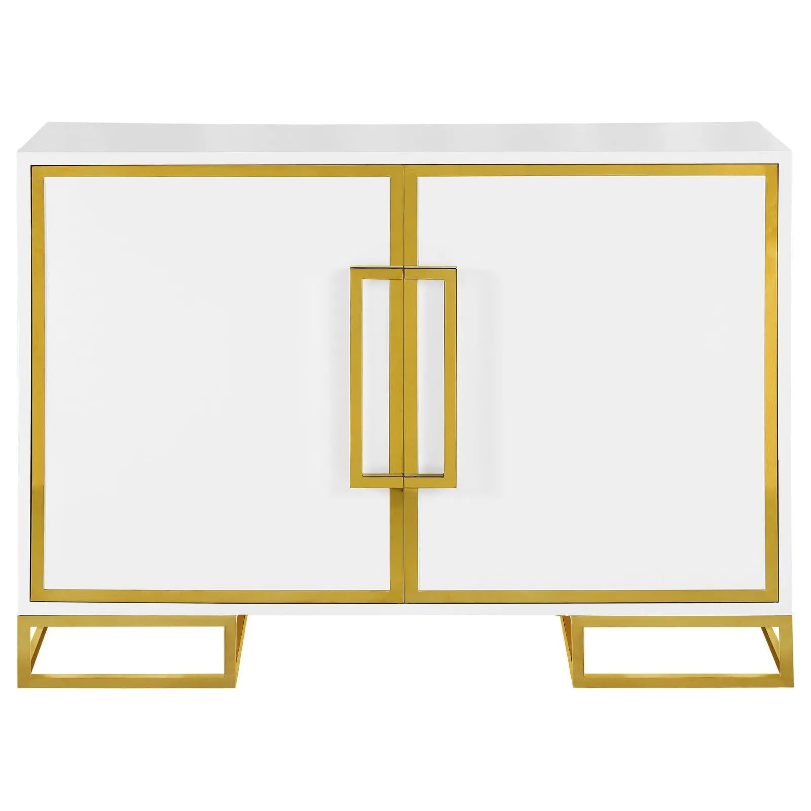 Elsa White/Gold 2-Door Accent Cabinet with Adjustable Shelves - Image 13
