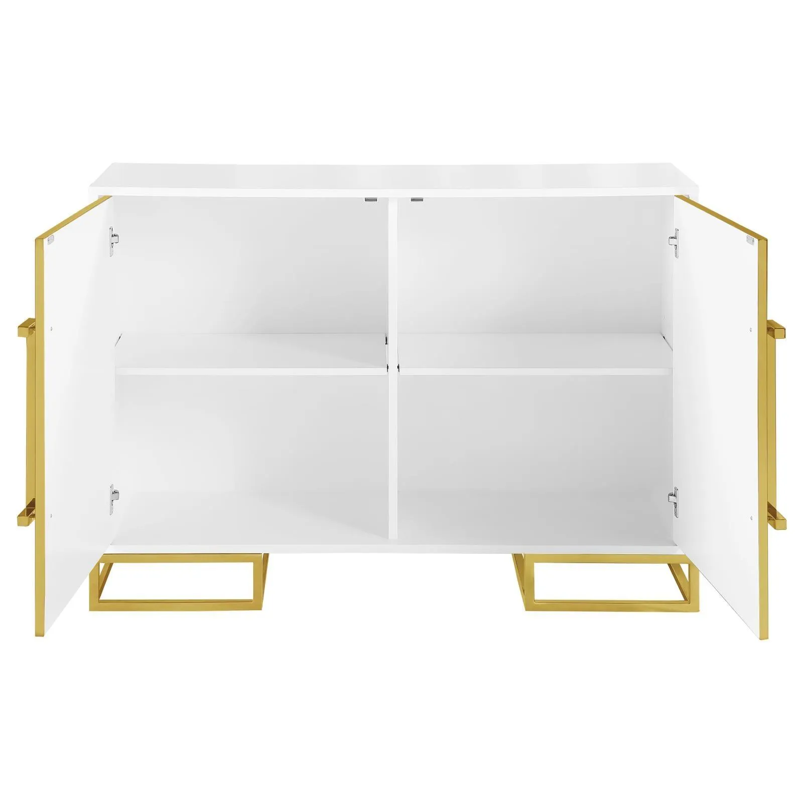 Elsa White/Gold 2-Door Accent Cabinet with Adjustable Shelves - Image 3