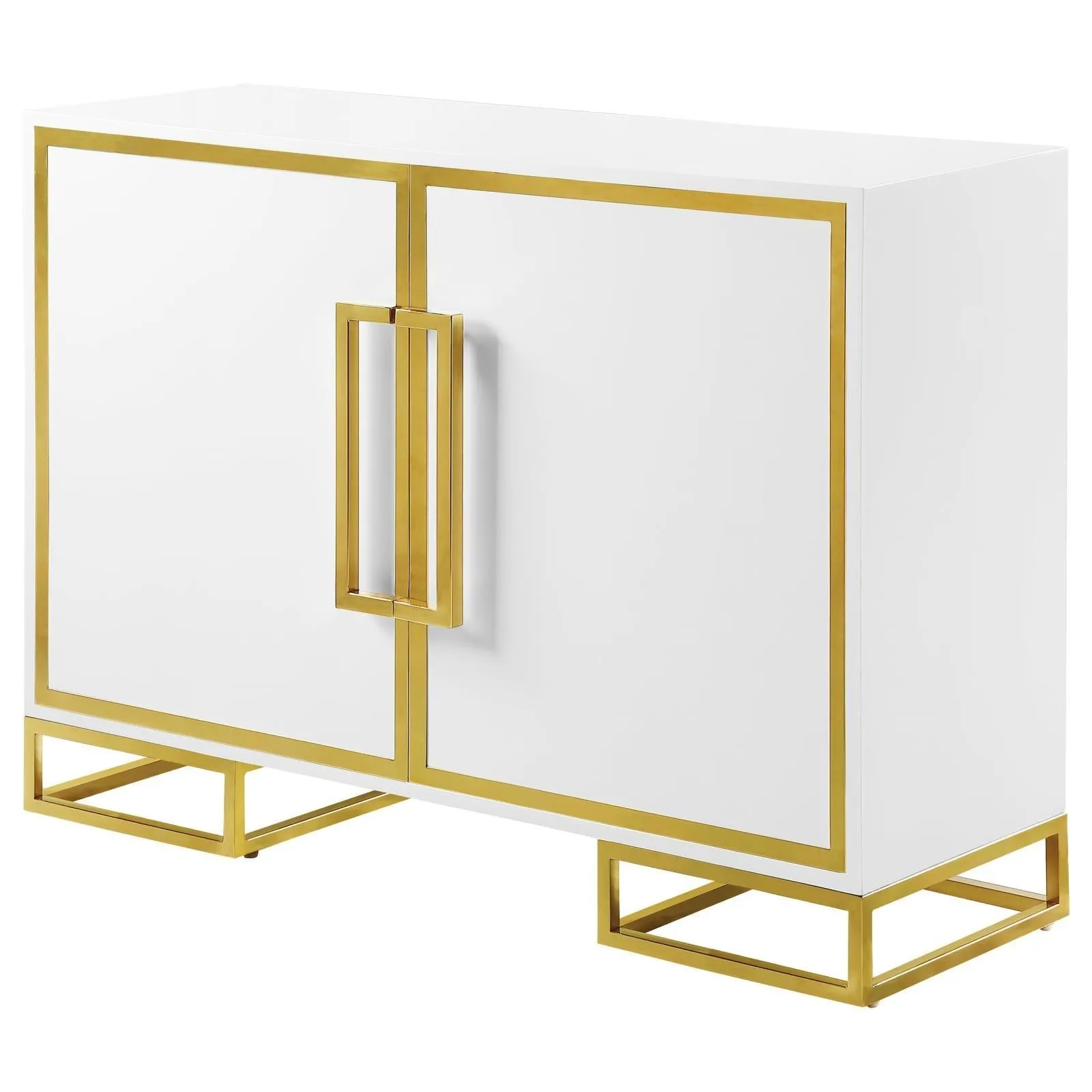 Elsa White/Gold 2-Door Accent Cabinet with Adjustable Shelves - Image 4
