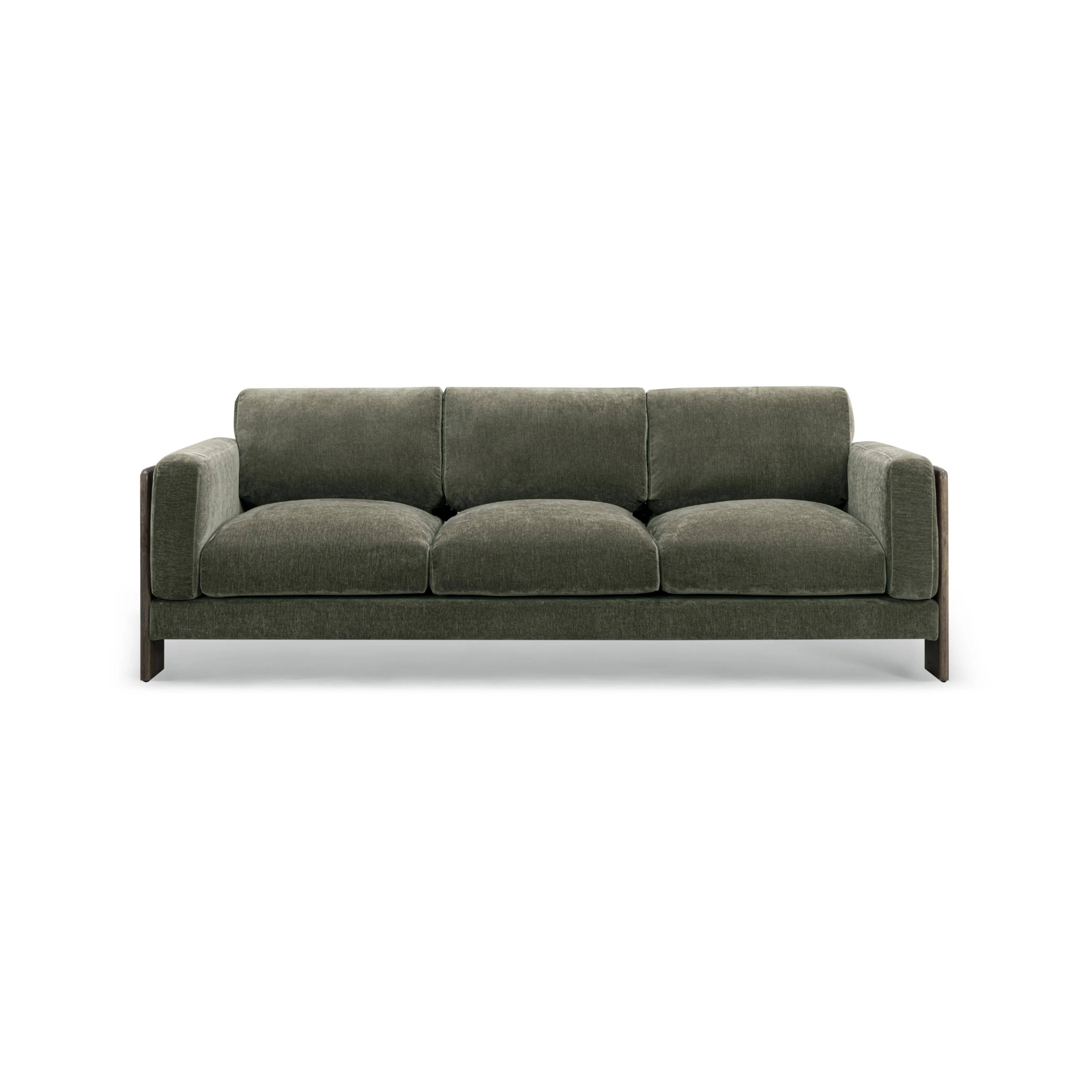 Elyn 91" Olive Green Upcycled Contract-Grade Chenille Sofa - Image 2