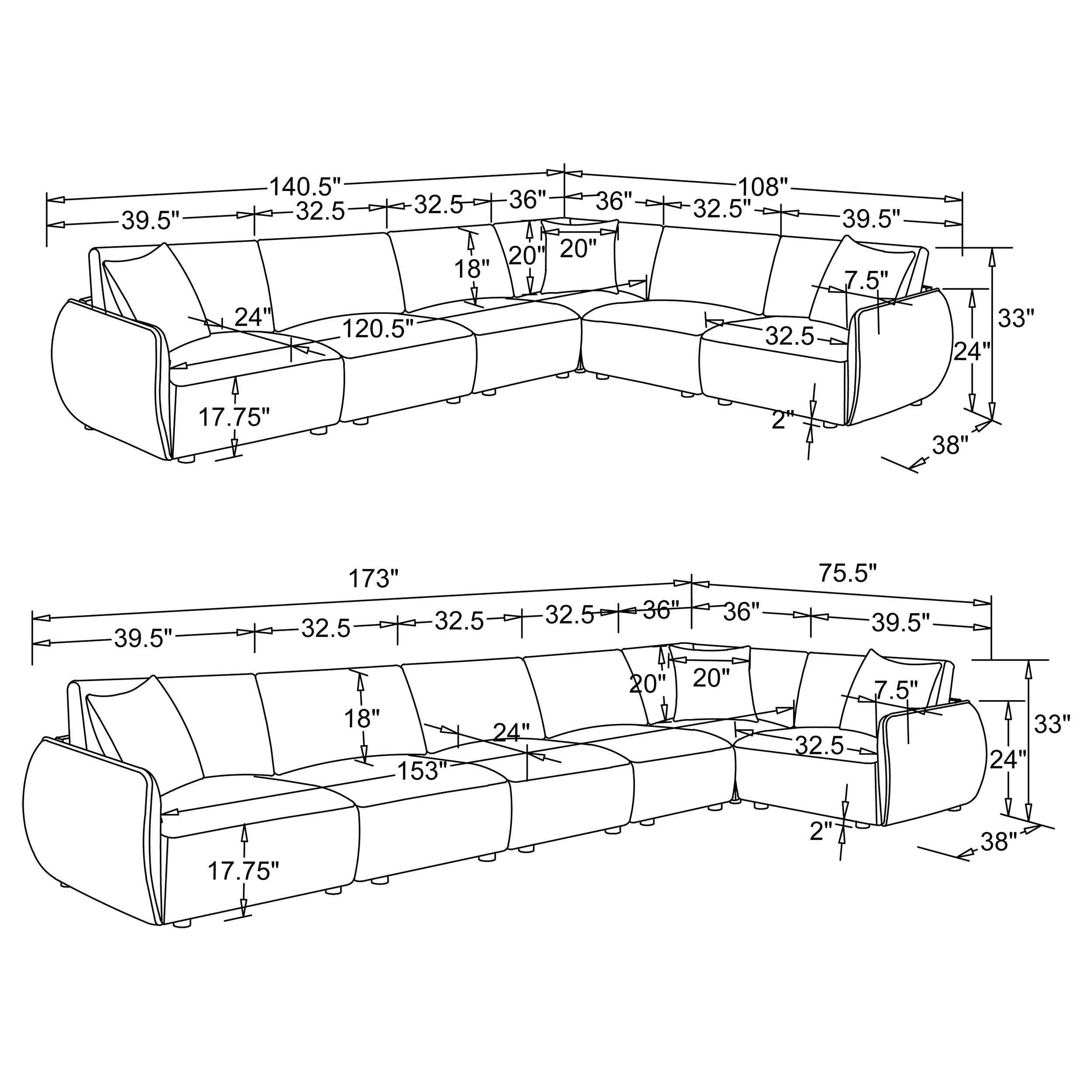 Elysia Coral 6-piece Chenille Upholstered Modular Sectional Sofa - Image 14