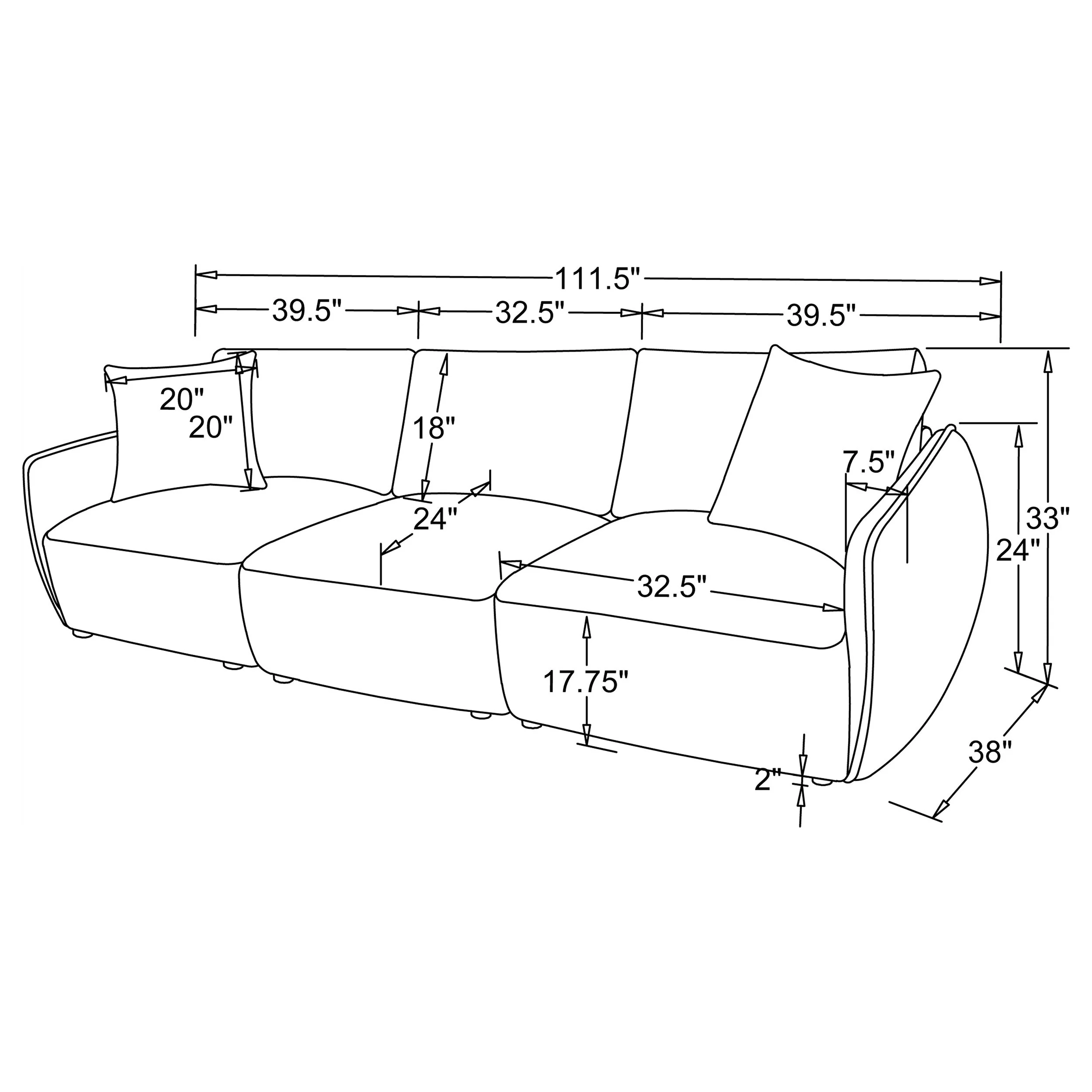 Elysia Coral Chenille Upholstered Modular Lounge Sofa - Image 9