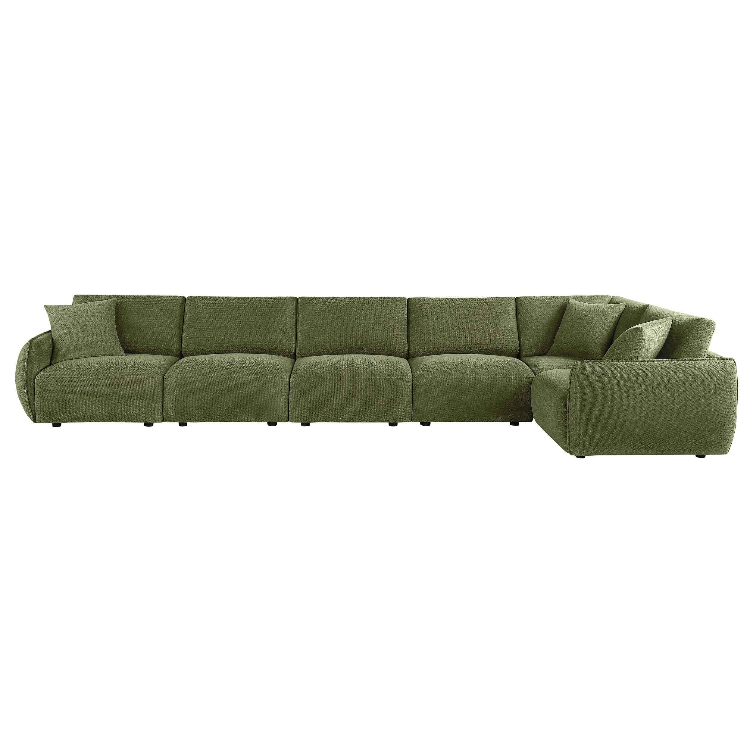 Elysia Green 6-piece Chenille Upholstered Modular Sectional Sofa - Image 6