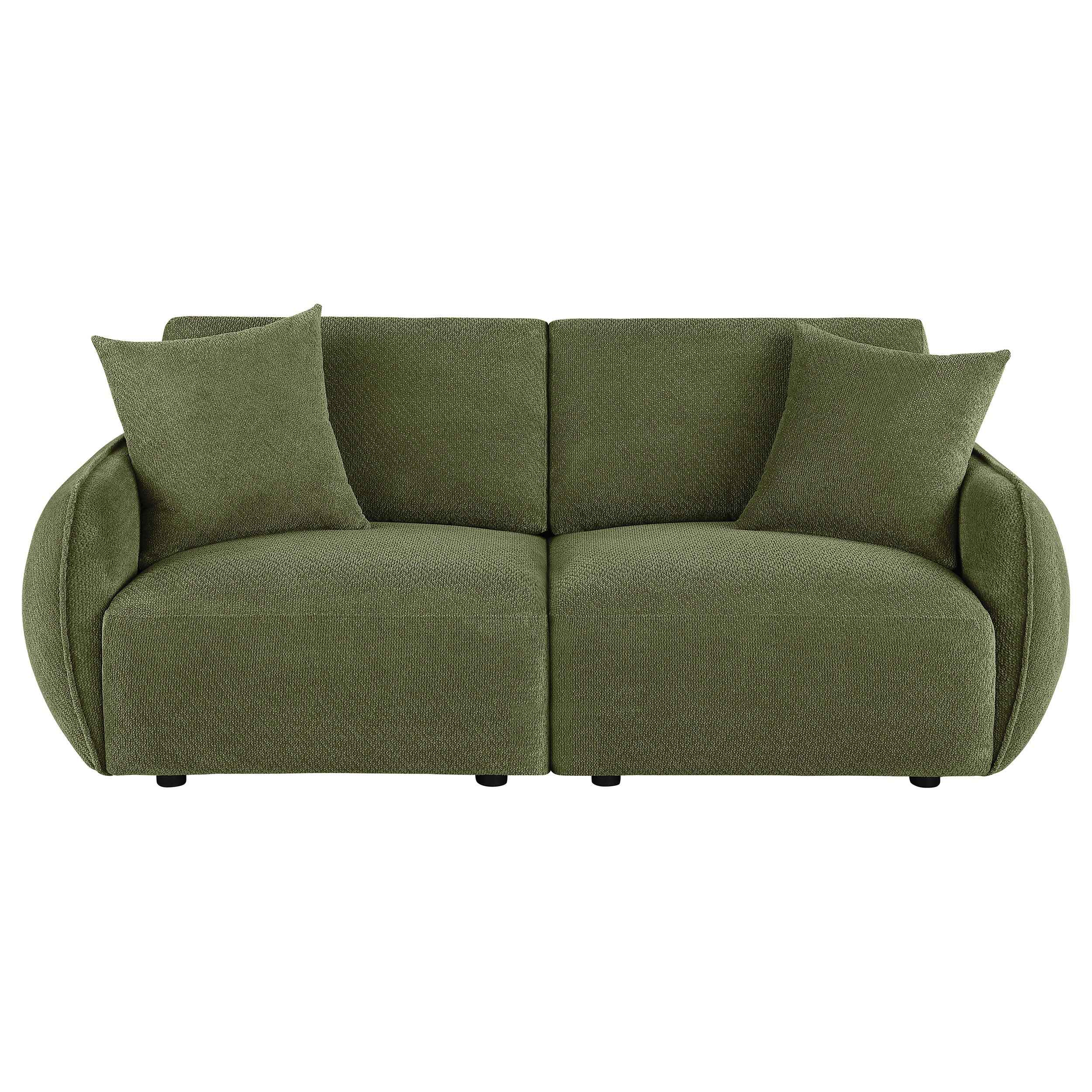 Elysia Green Chenille Upholstered Modular Lounge Loveseat - Image 2