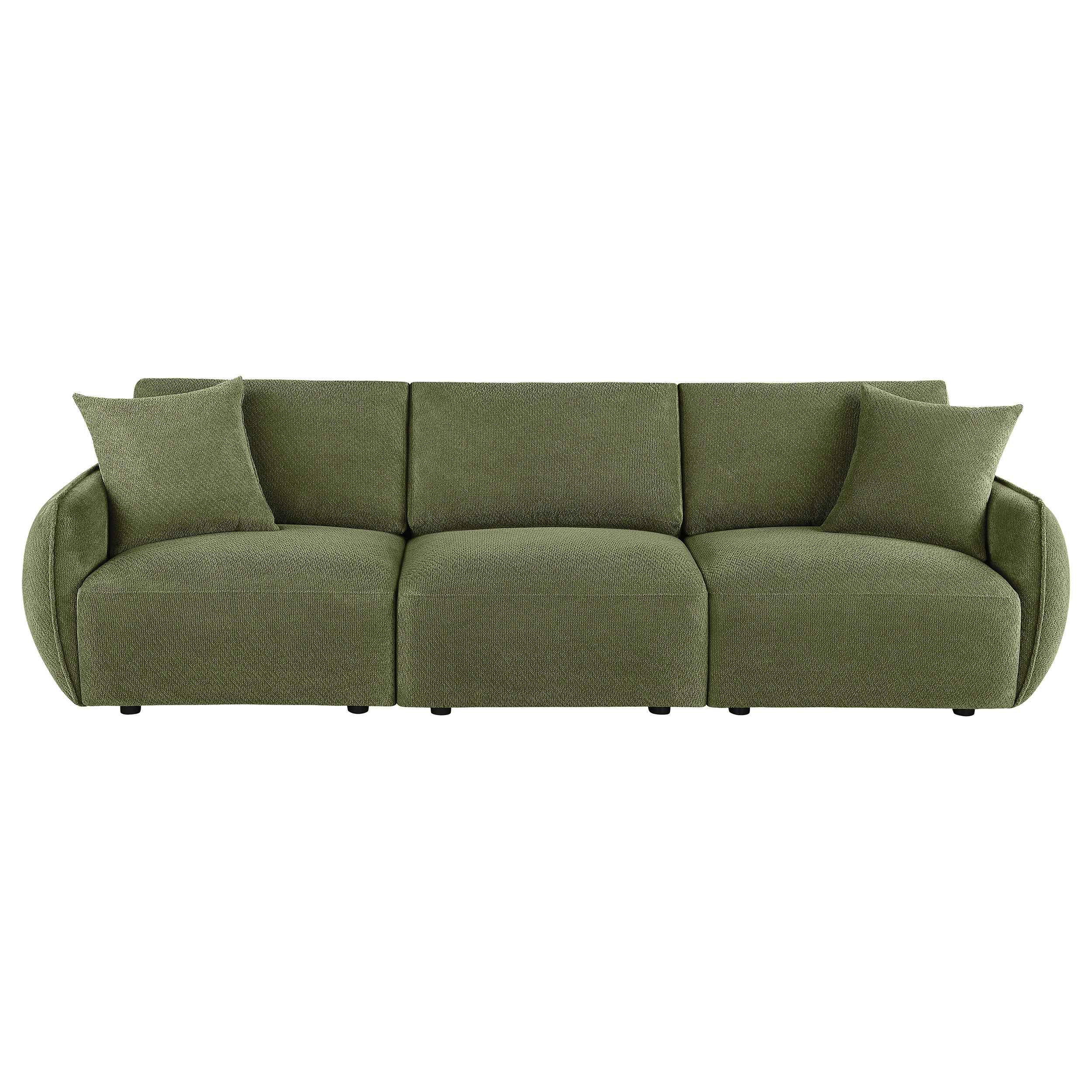 Elysia Green Chenille Upholstered Modular Lounge Sofa - Image 2