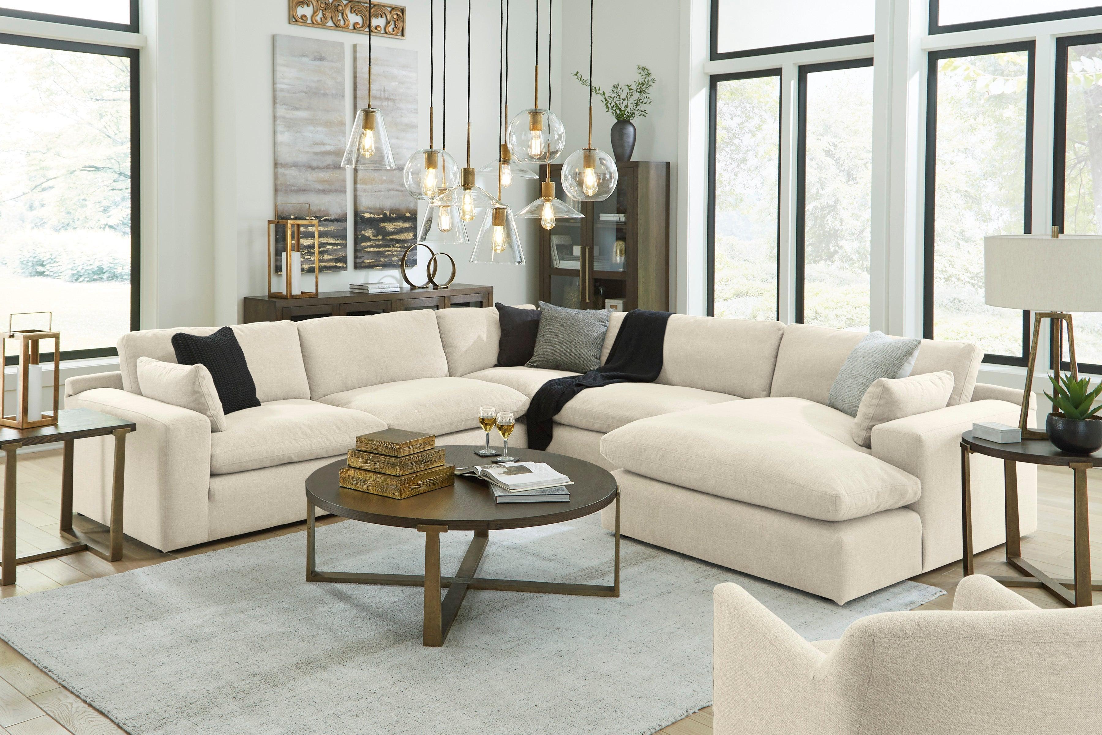 Elyza Linen 5-Piece Right Arm Facing Chaise Sectional - Image 4
