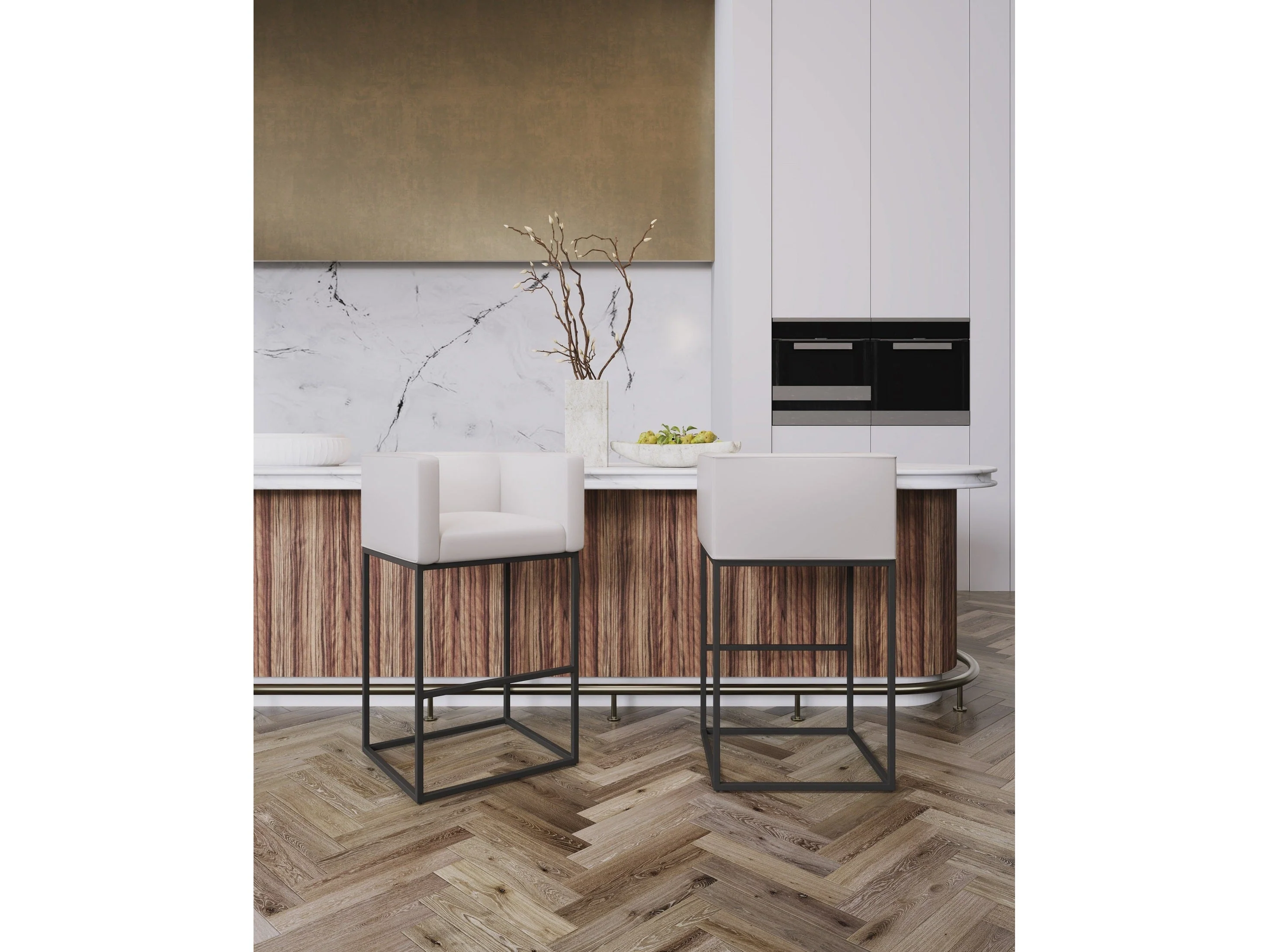 Embassy Barstool in Cream and Black (set of 2)