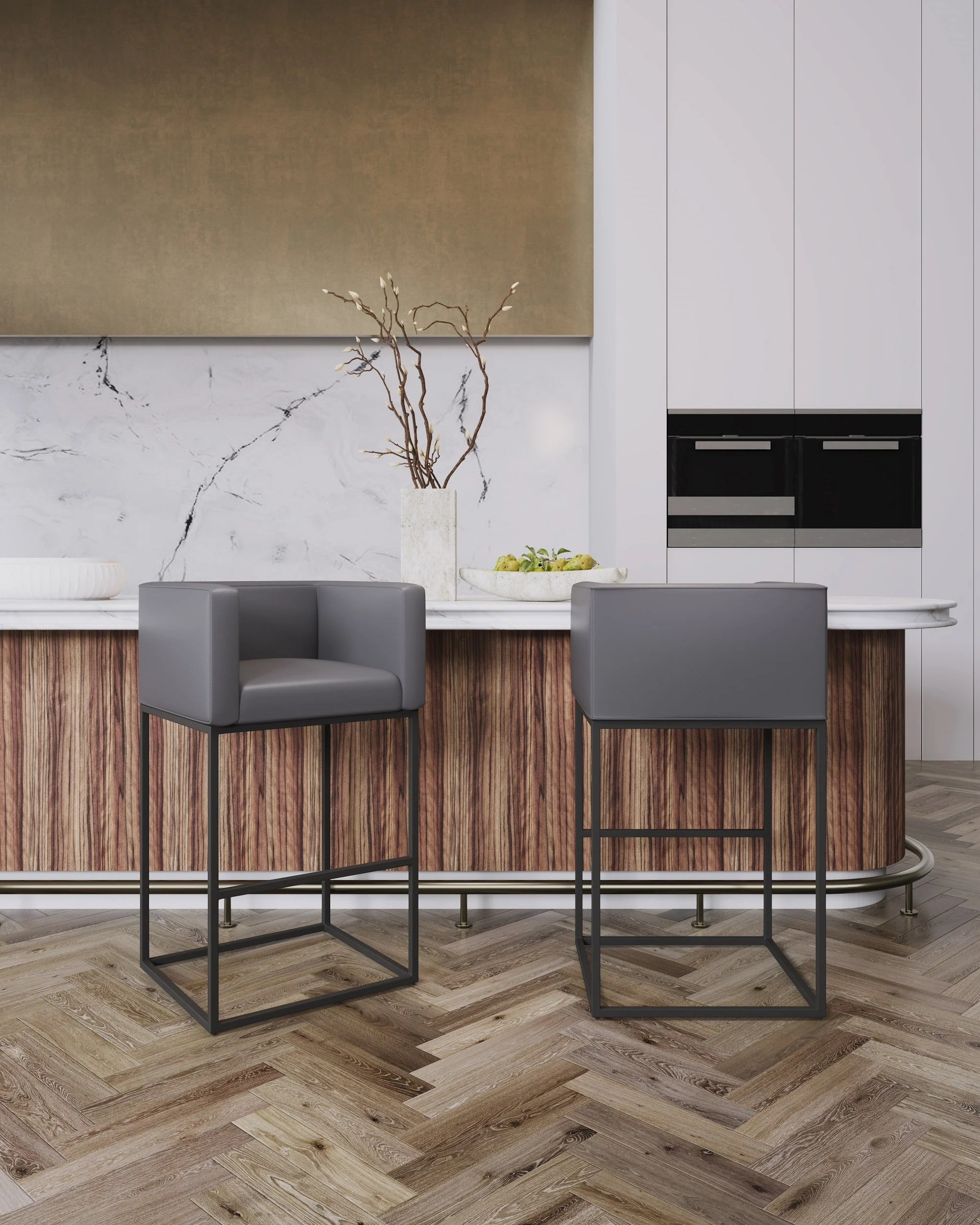 Embassy Barstool in Grey and Black (set of 3) - Image 2