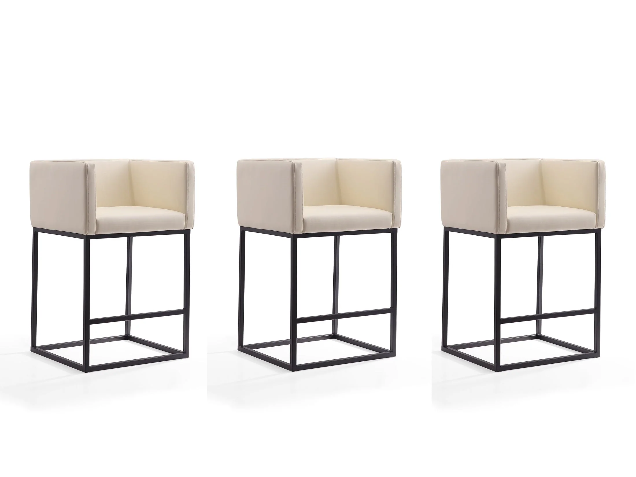 Embassy Counter Stool in Cream and Black (set of 3)