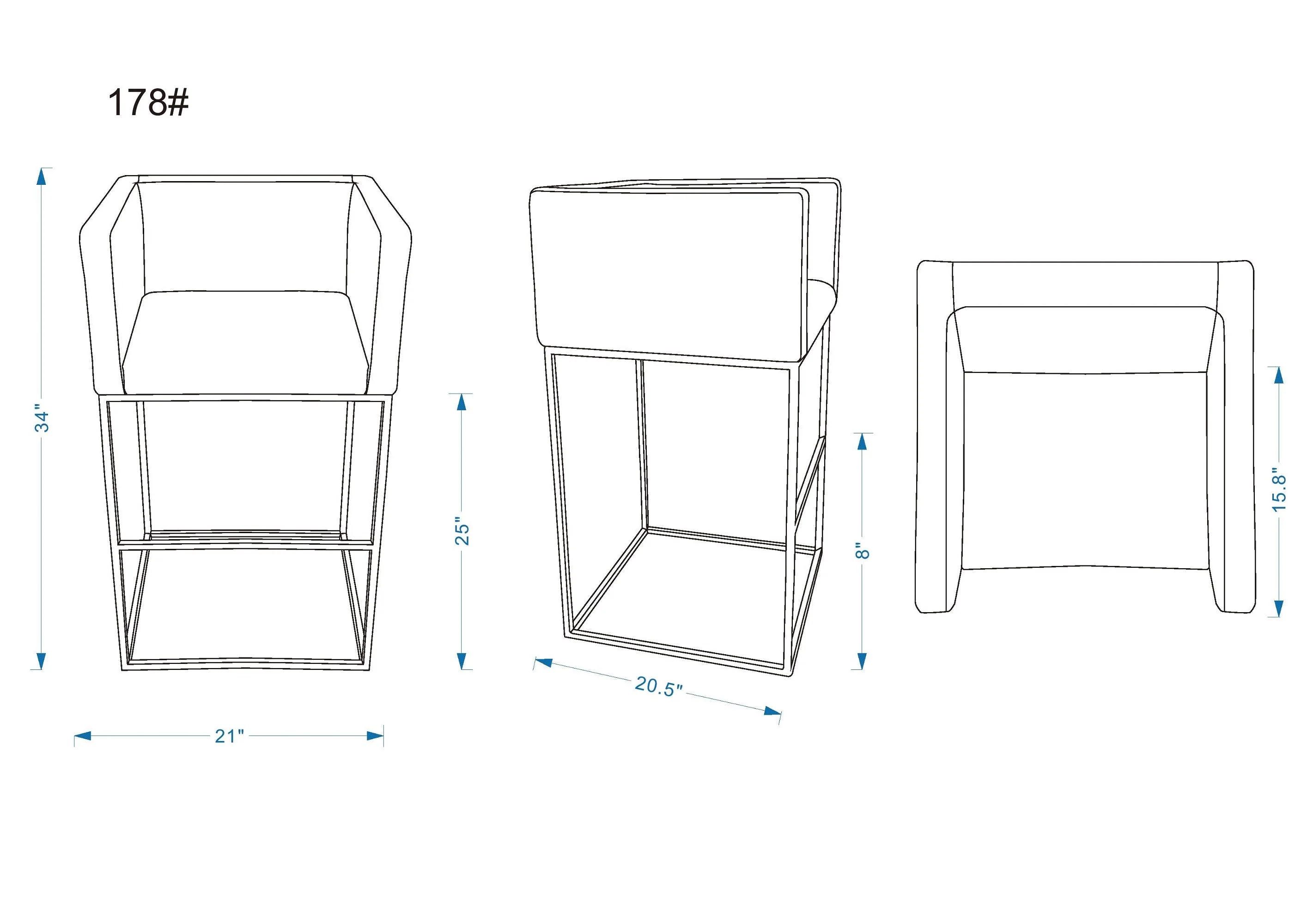 Embassy Counter Stool in Cream and Black (set of 3) - Image 3