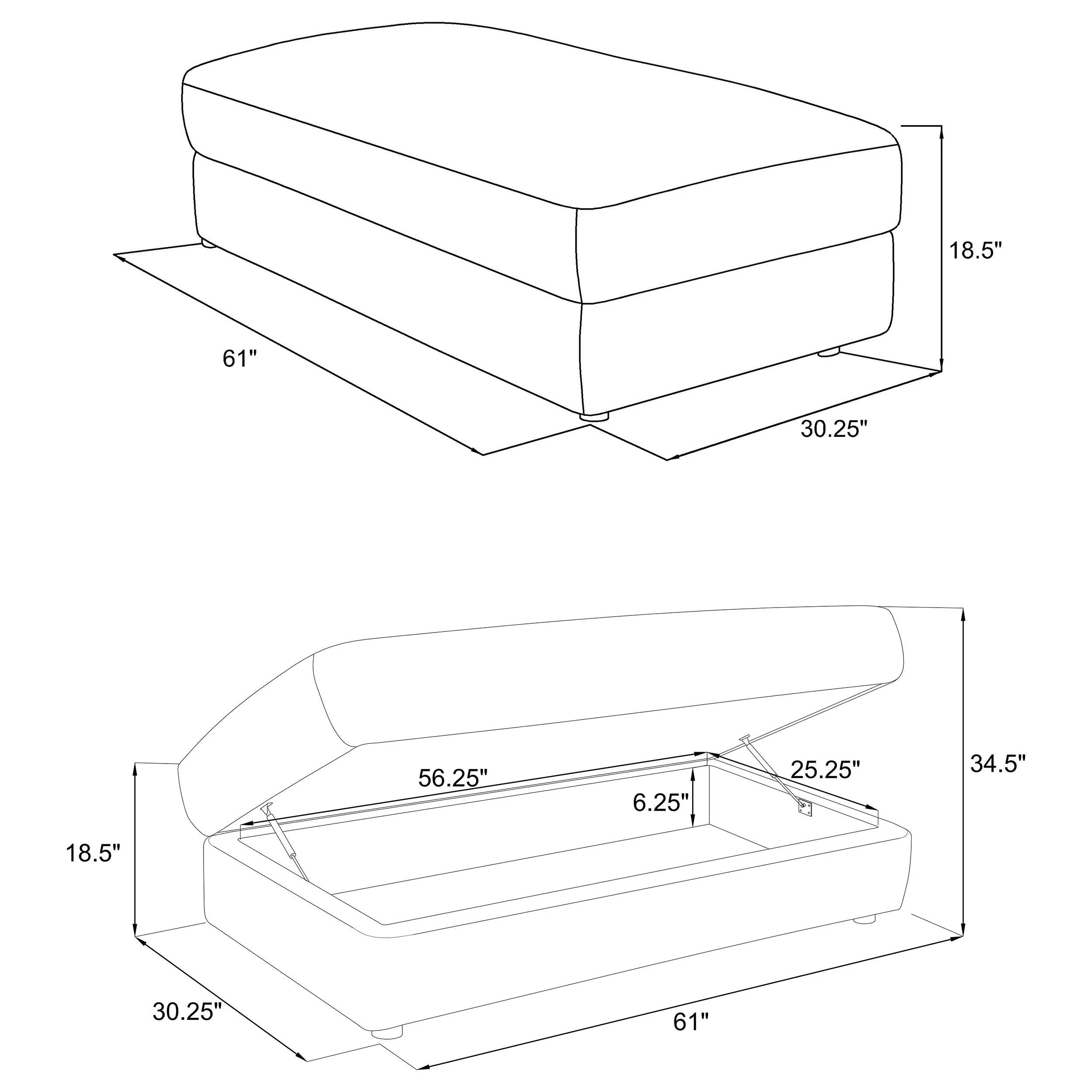 Emberson Ivory Upholstered Rectangular Storage Ottoman - Image 10