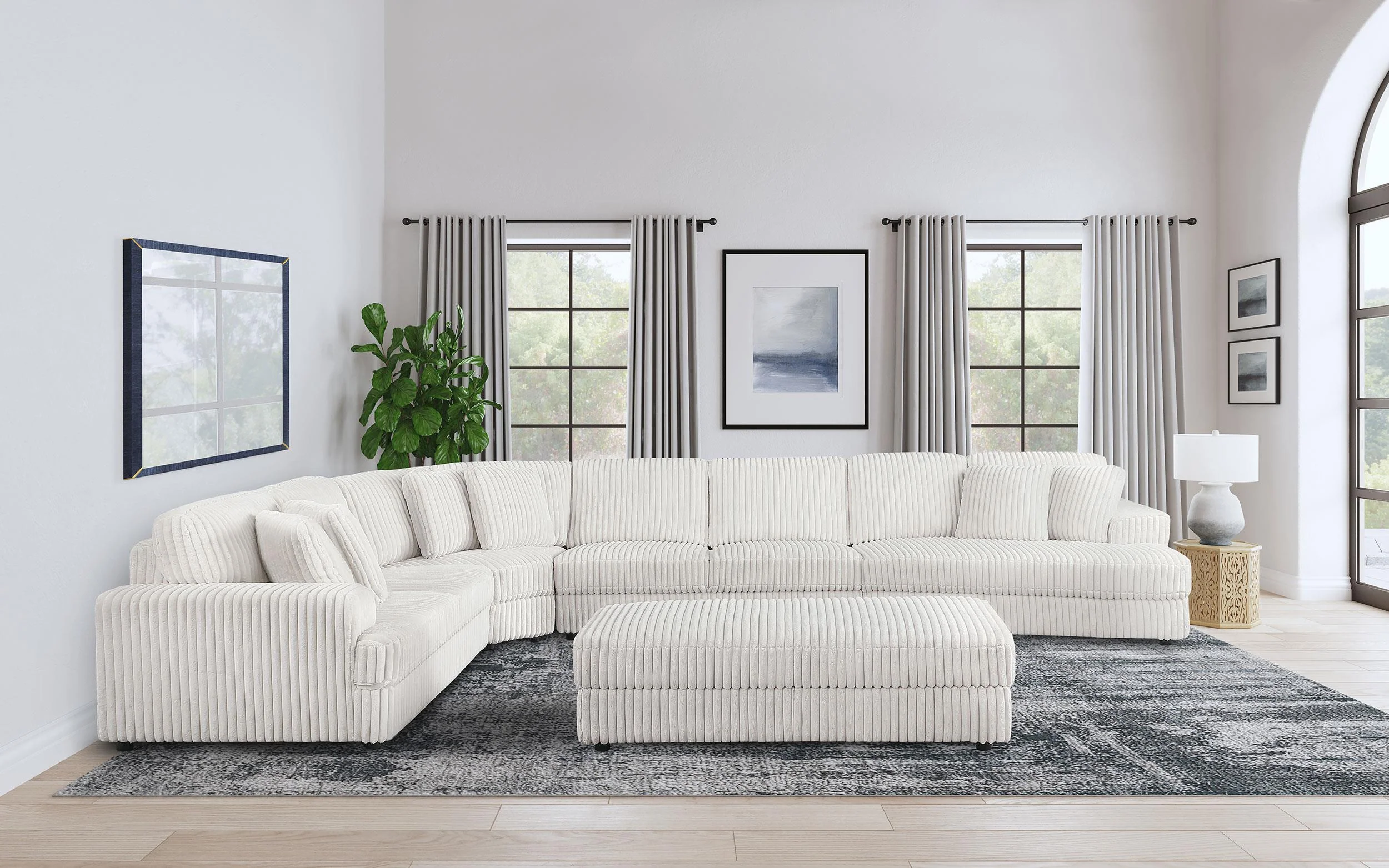Emberson Ivory Upholstered Rectangular Storage Ottoman - Image 11