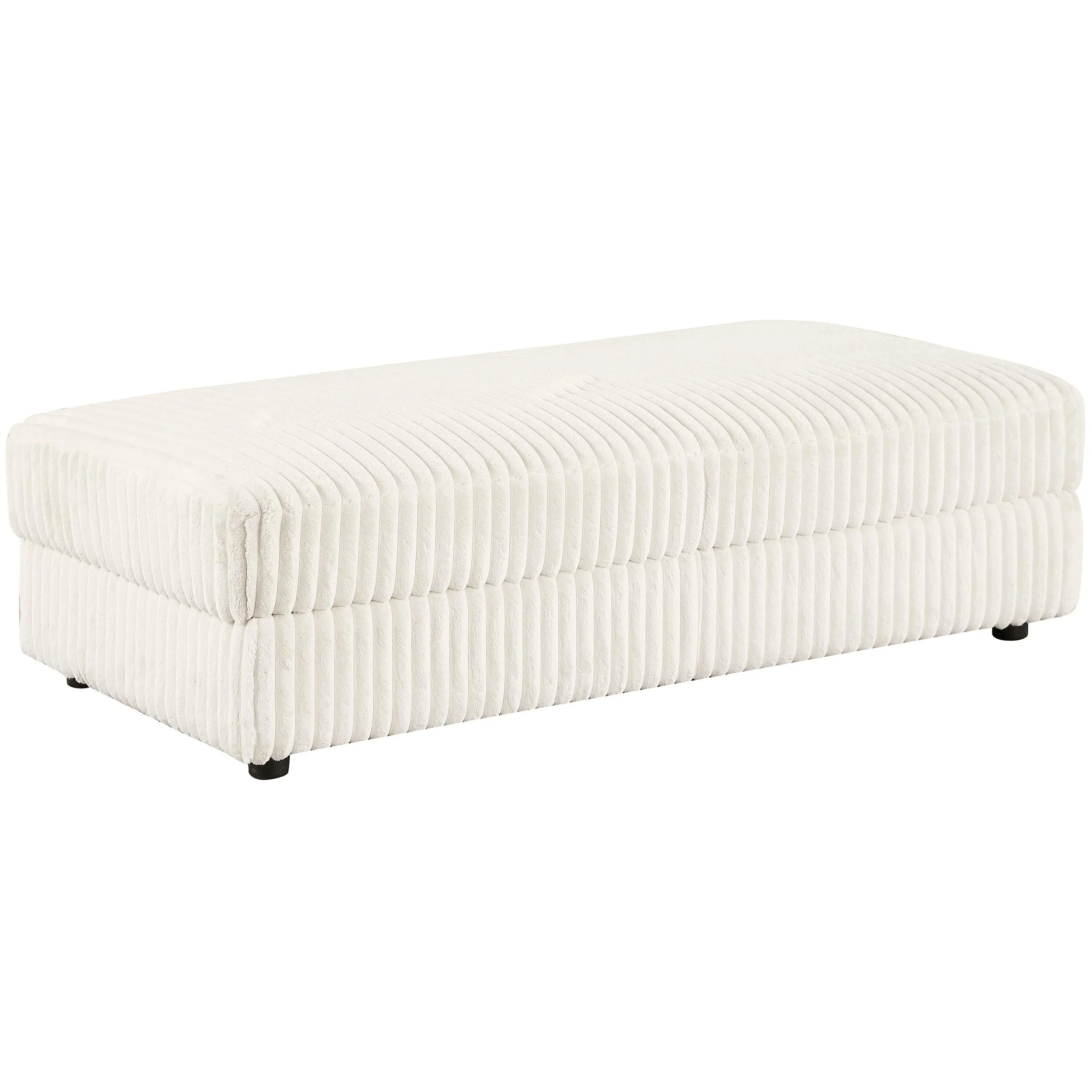 Emberson Ivory Upholstered Rectangular Storage Ottoman - Image 4