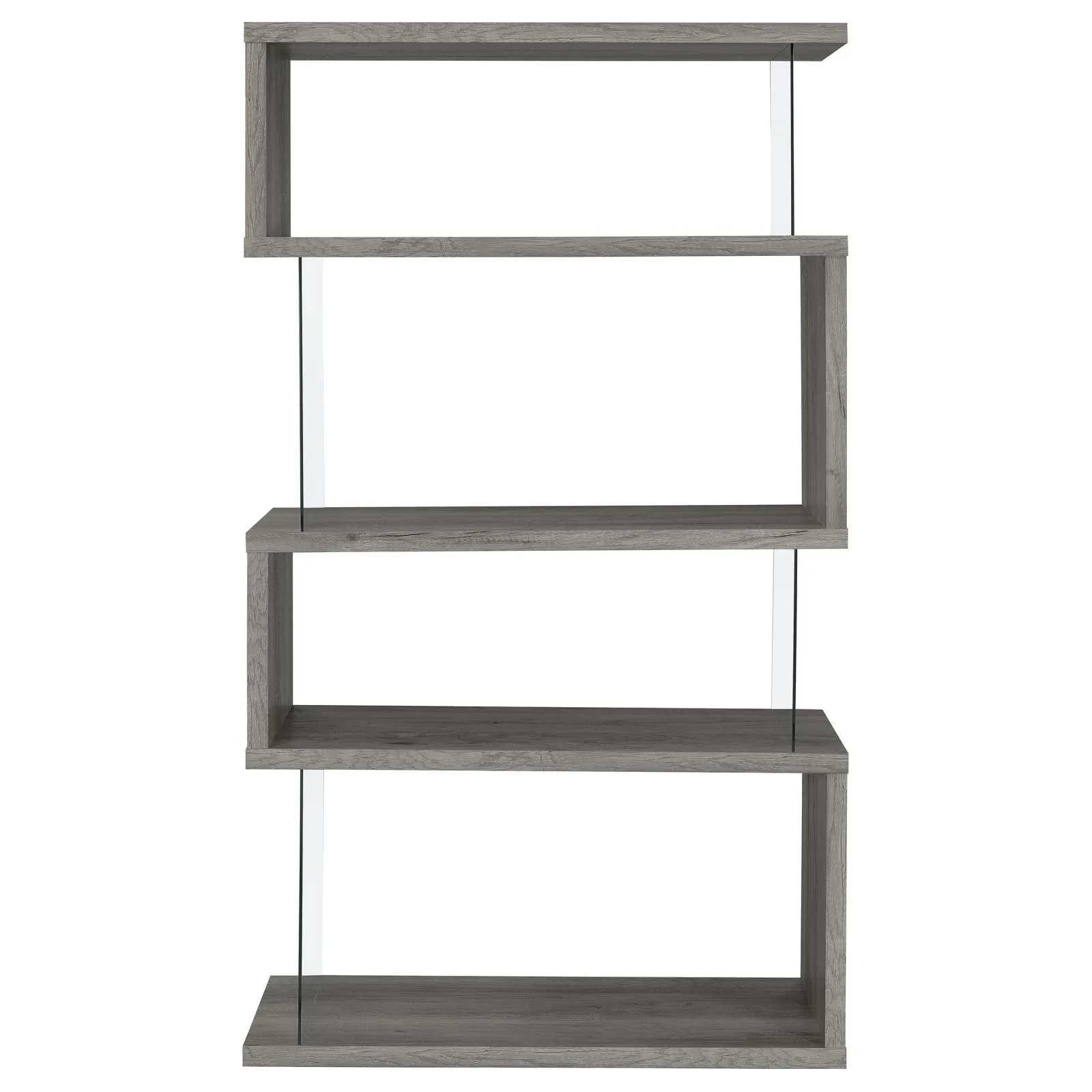 Emelle 4-Shelf Bookcase with Glass Panels - Image 3