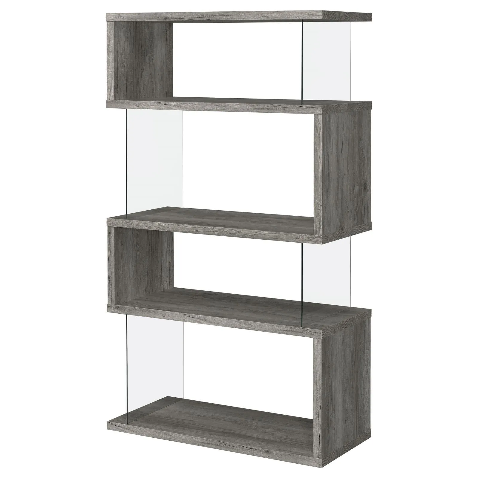 Emelle 4-Shelf Bookcase with Glass Panels - Image 4
