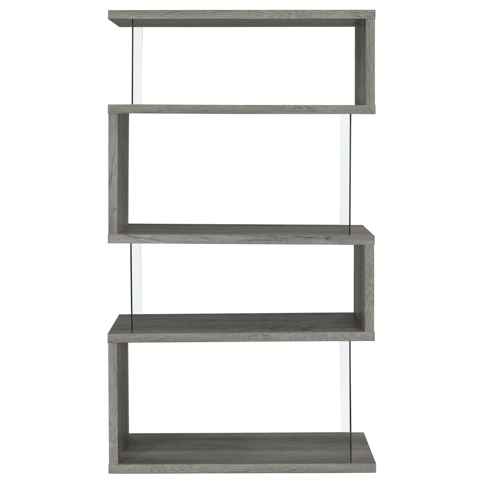 Emelle 4-Shelf Bookcase with Glass Panels - Image 7