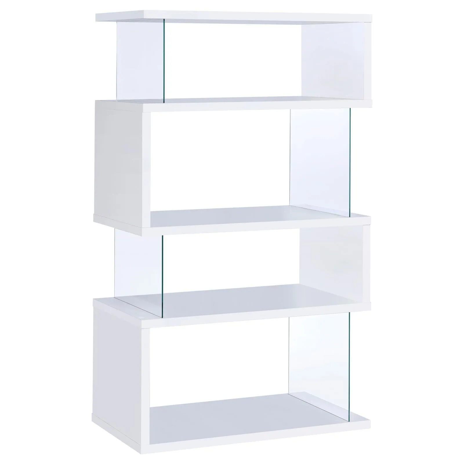Emelle White/Clear 4-Tier Bookcase - Image 2