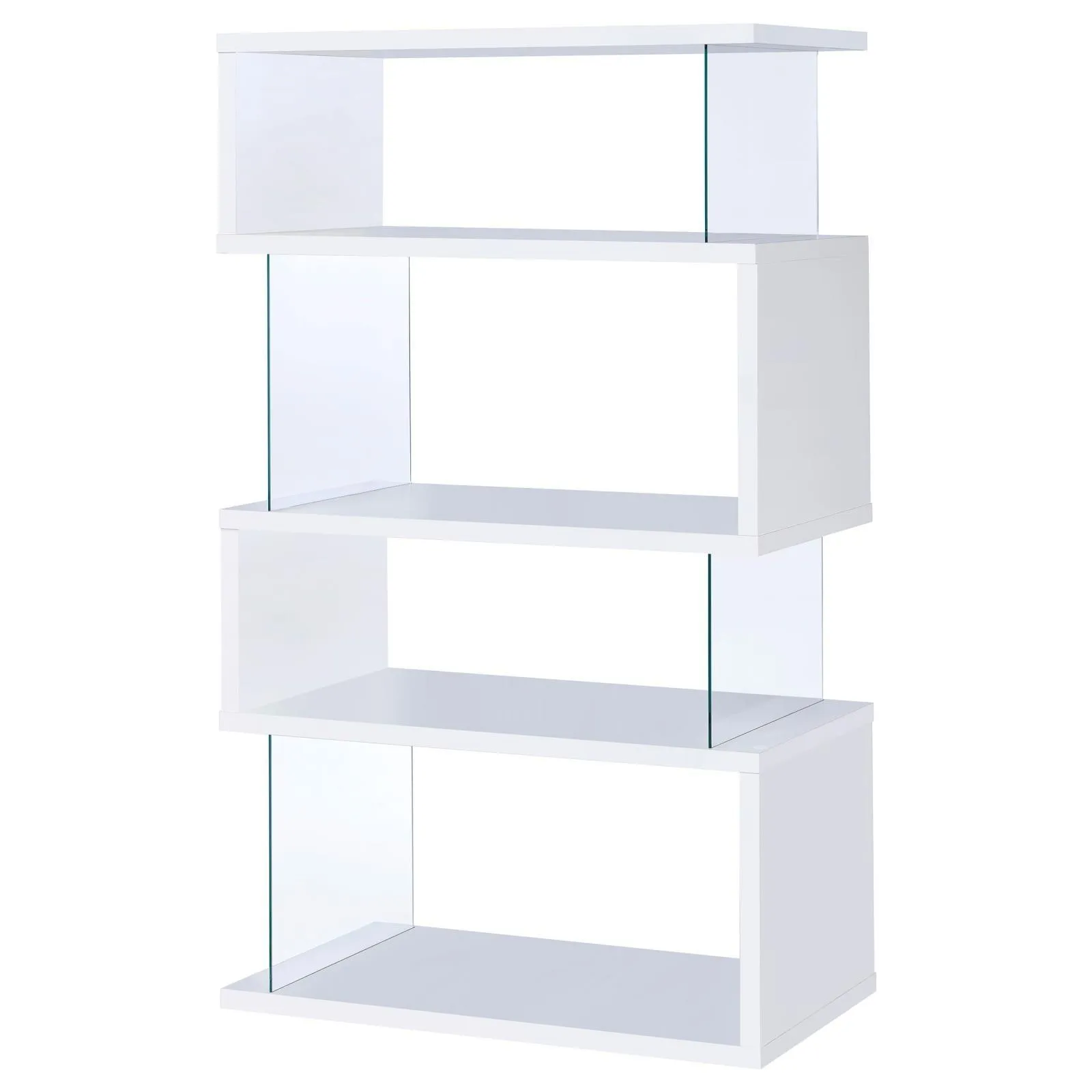 Emelle White/Clear 4-Tier Bookcase - Image 3