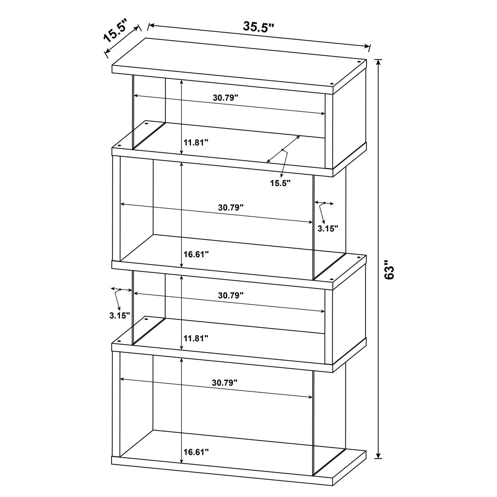 Emelle White/Clear 4-Tier Bookcase - Image 4