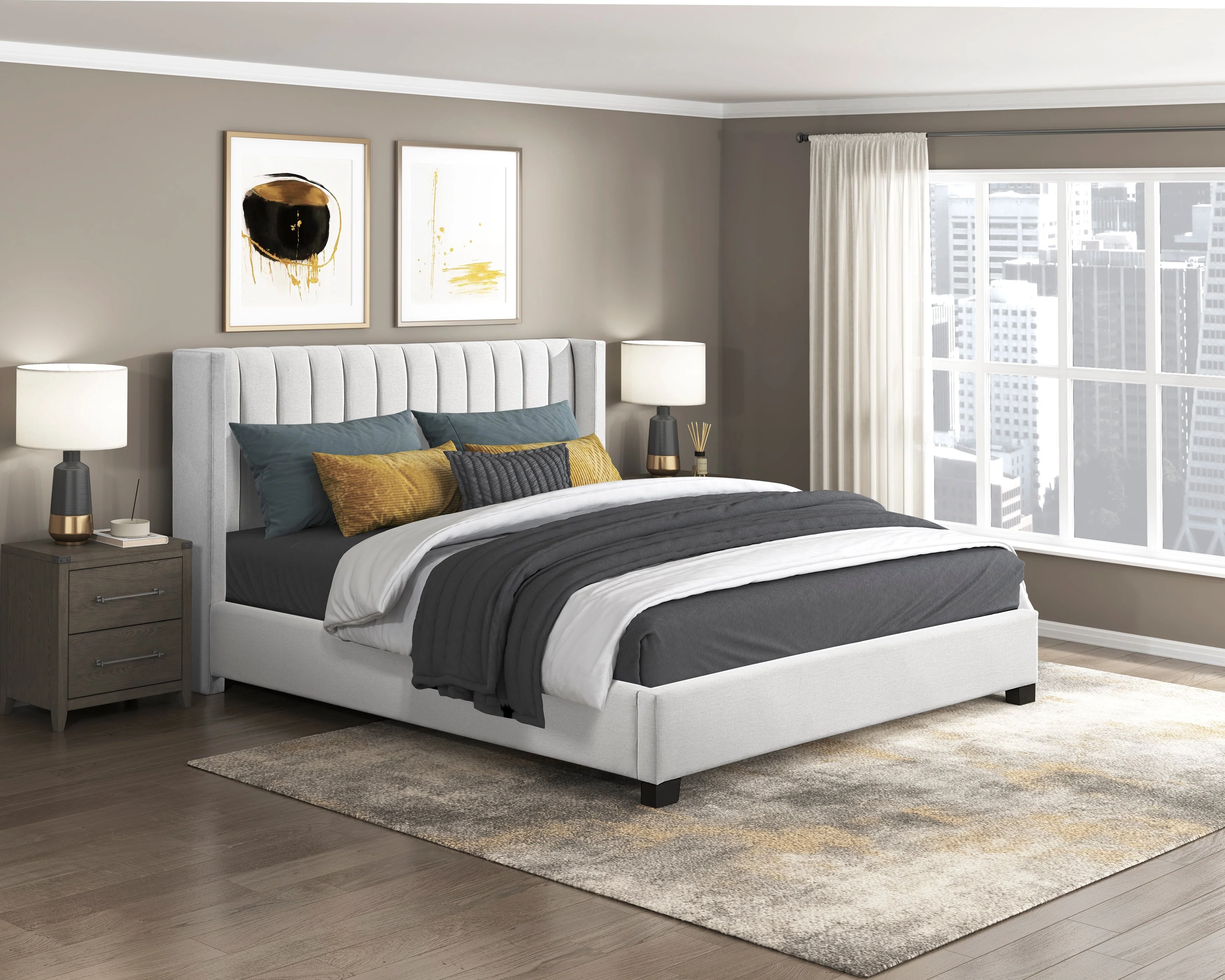 Emerson Beige Upholstered King Bed - Image 10