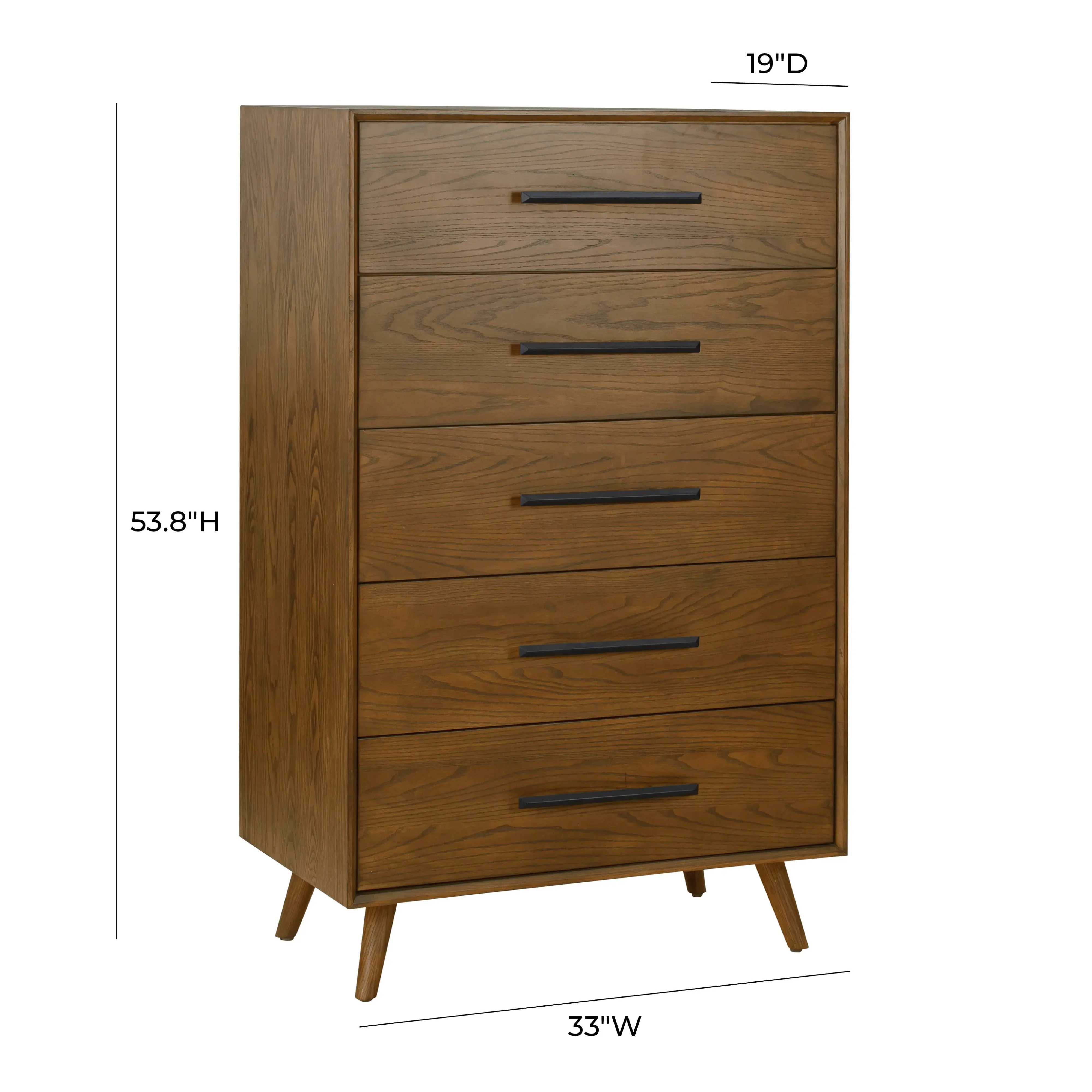 Emery 33" Walnut 5-Drawer Chest - Image 7