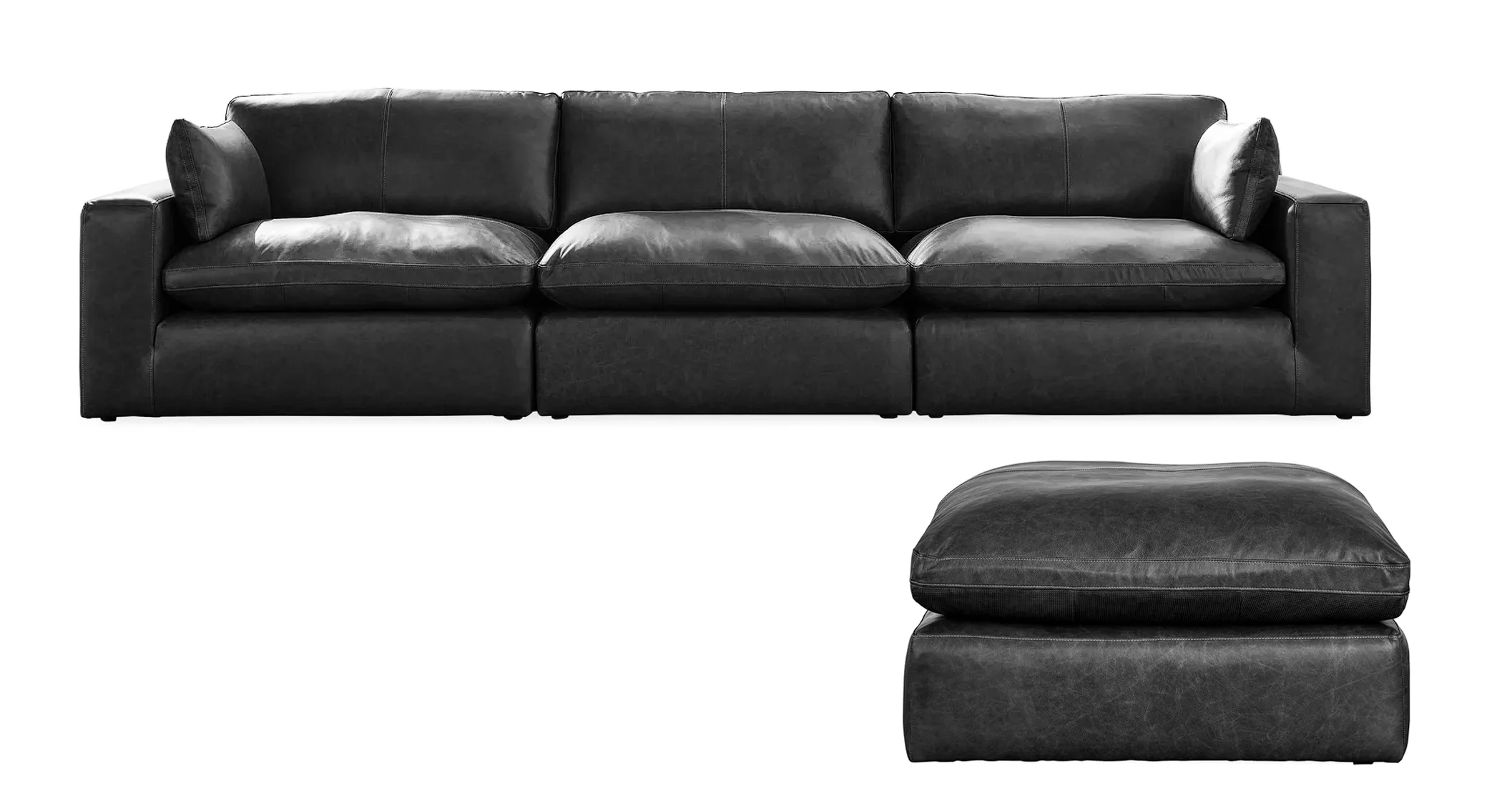 Emilia Black Leather 3-Piece Leather Modular Sectional Sofa - Image 14