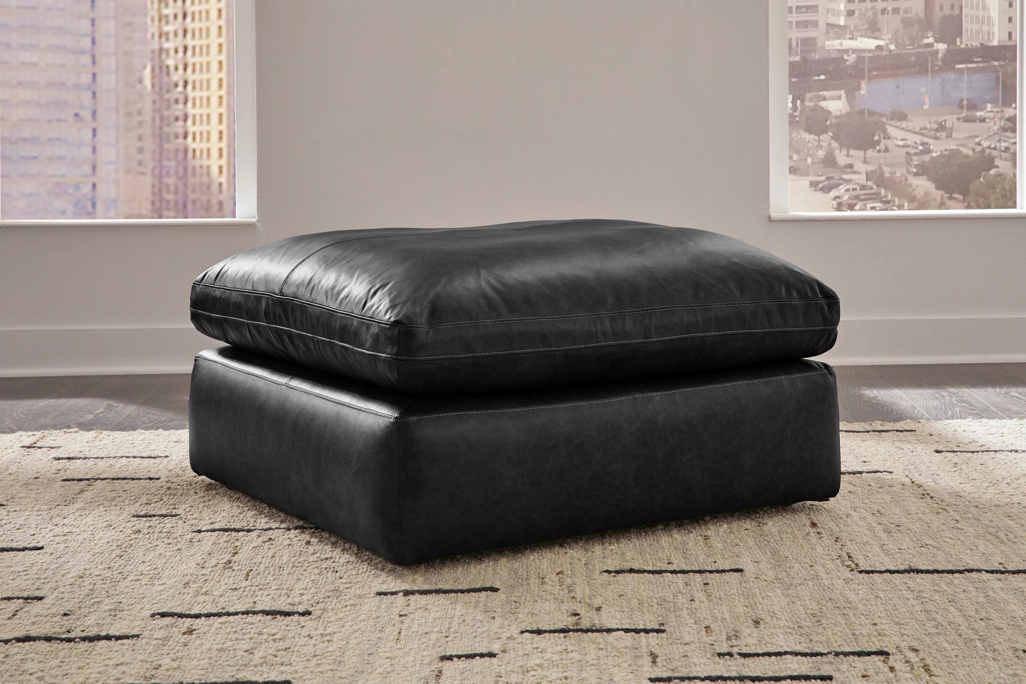 Emilia Black Leather 6-Piece Modular Sectional - Image 14