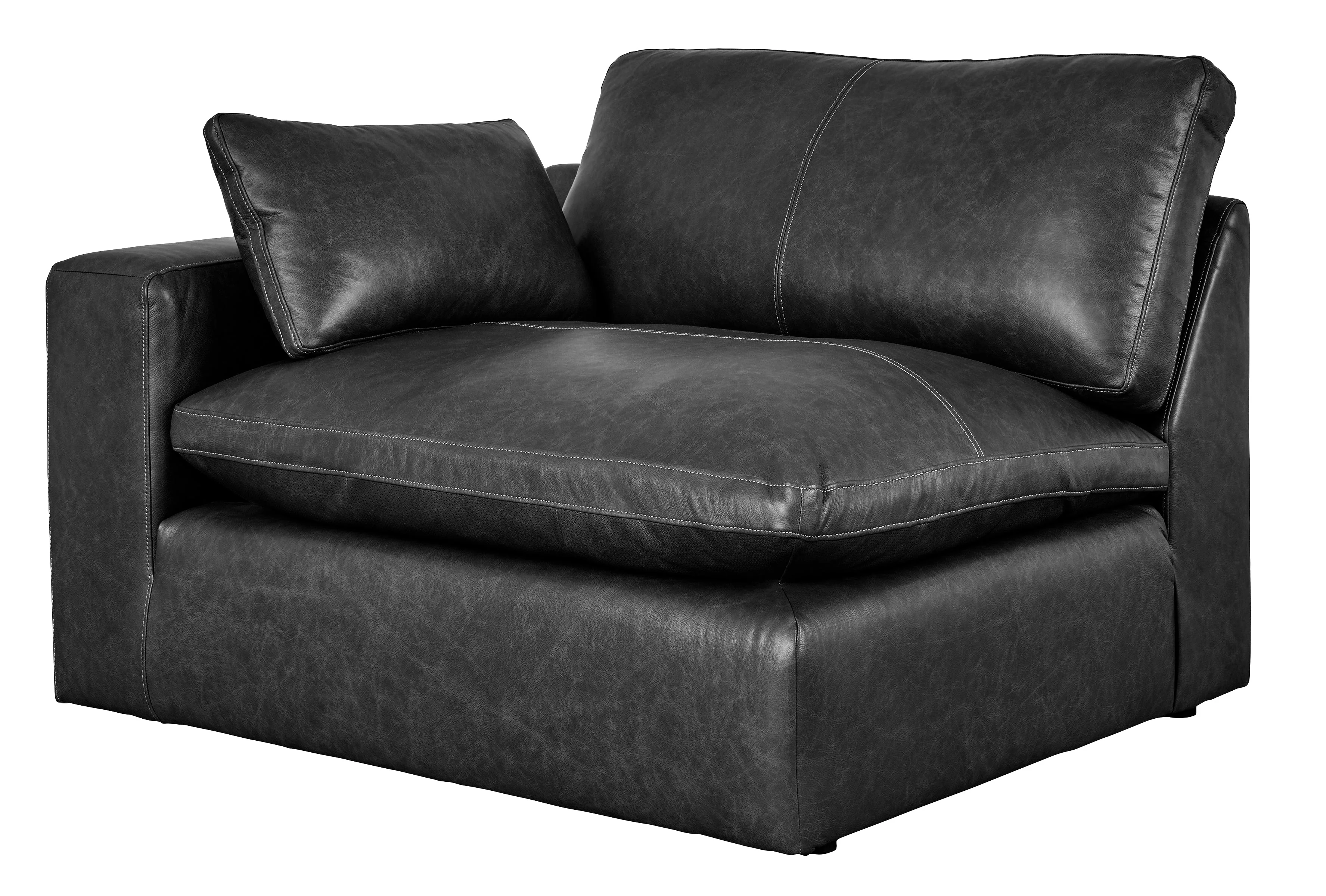Emilia Black Leather 6-Piece Modular Sectional - Image 7