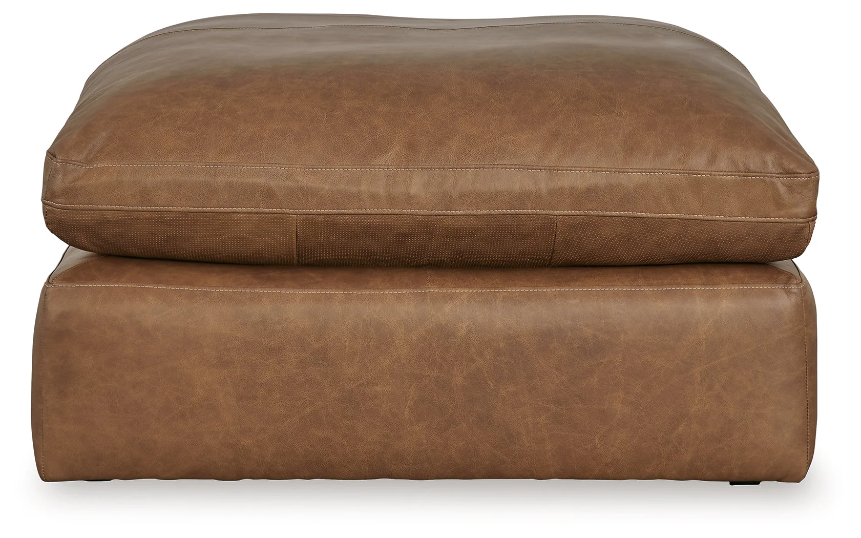 Emilia Caramel 6-Piece Leather Sectional with Ottoman in Caramel - Image 4