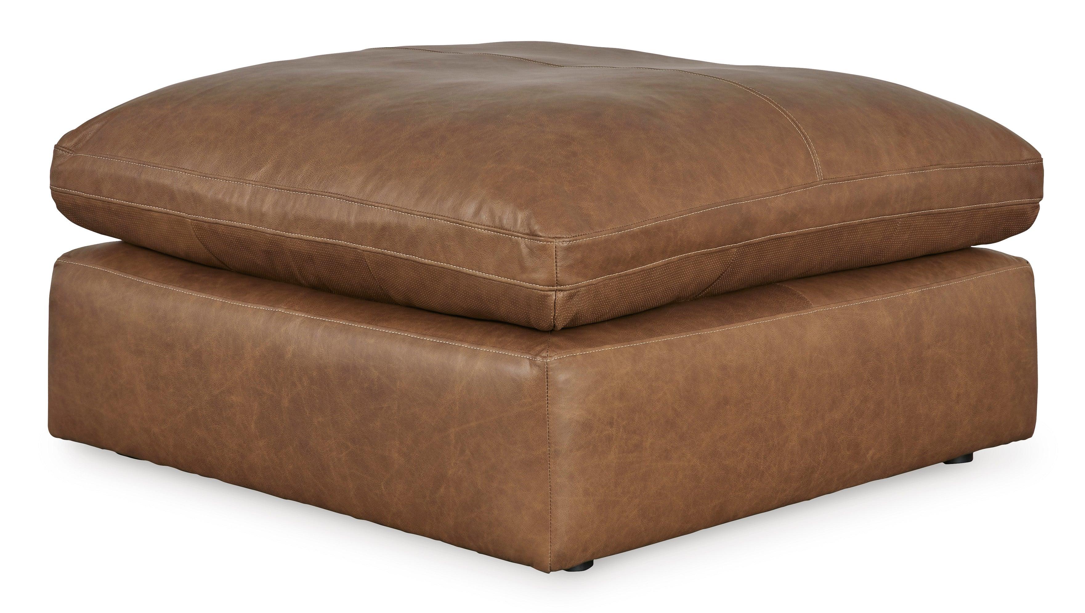 Emilia Caramel Leather 3-Piece Modular Sectional with Ottoman - Image 8