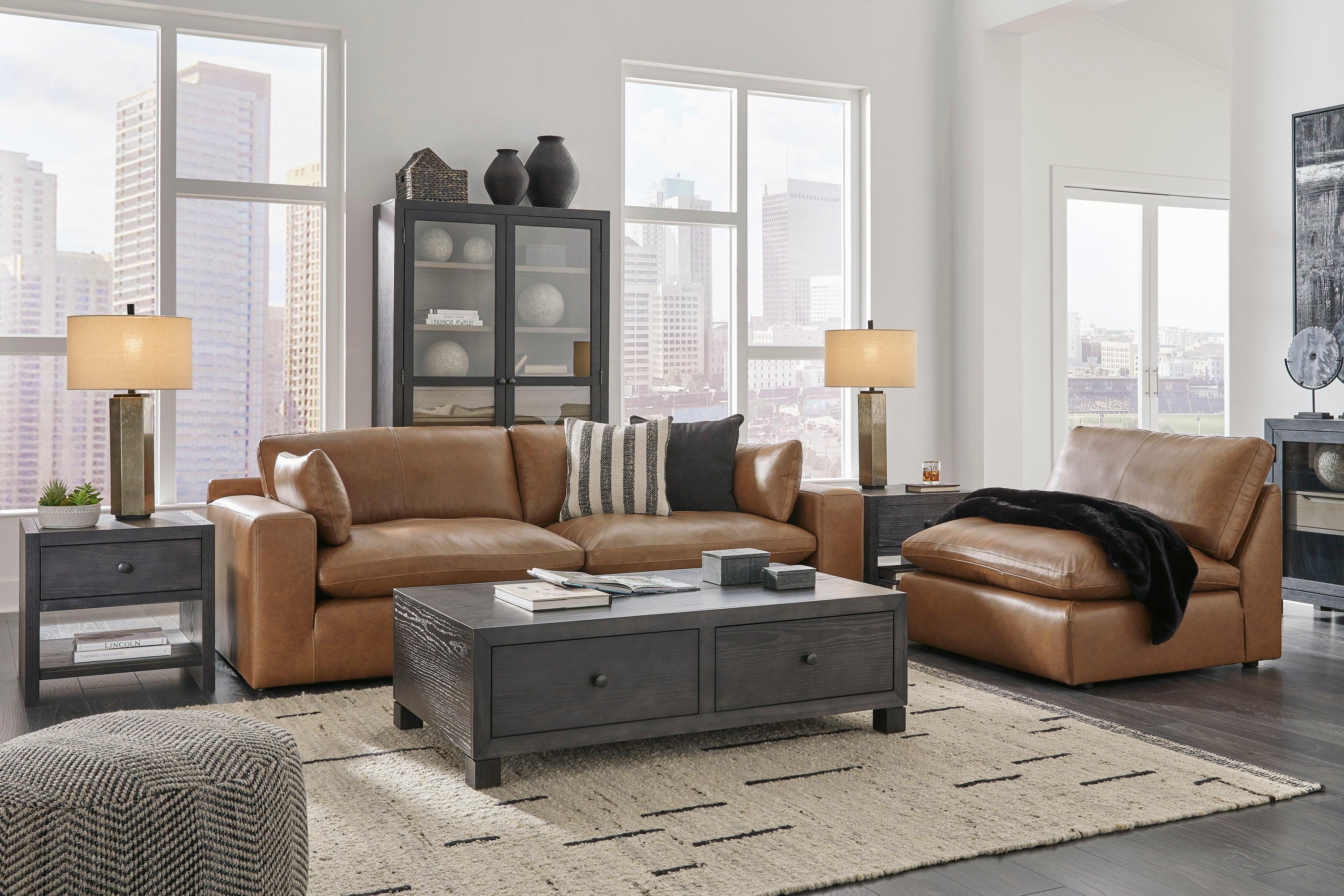 Emilia Caramel Leather 3-Piece Modular Sofa - Image 10