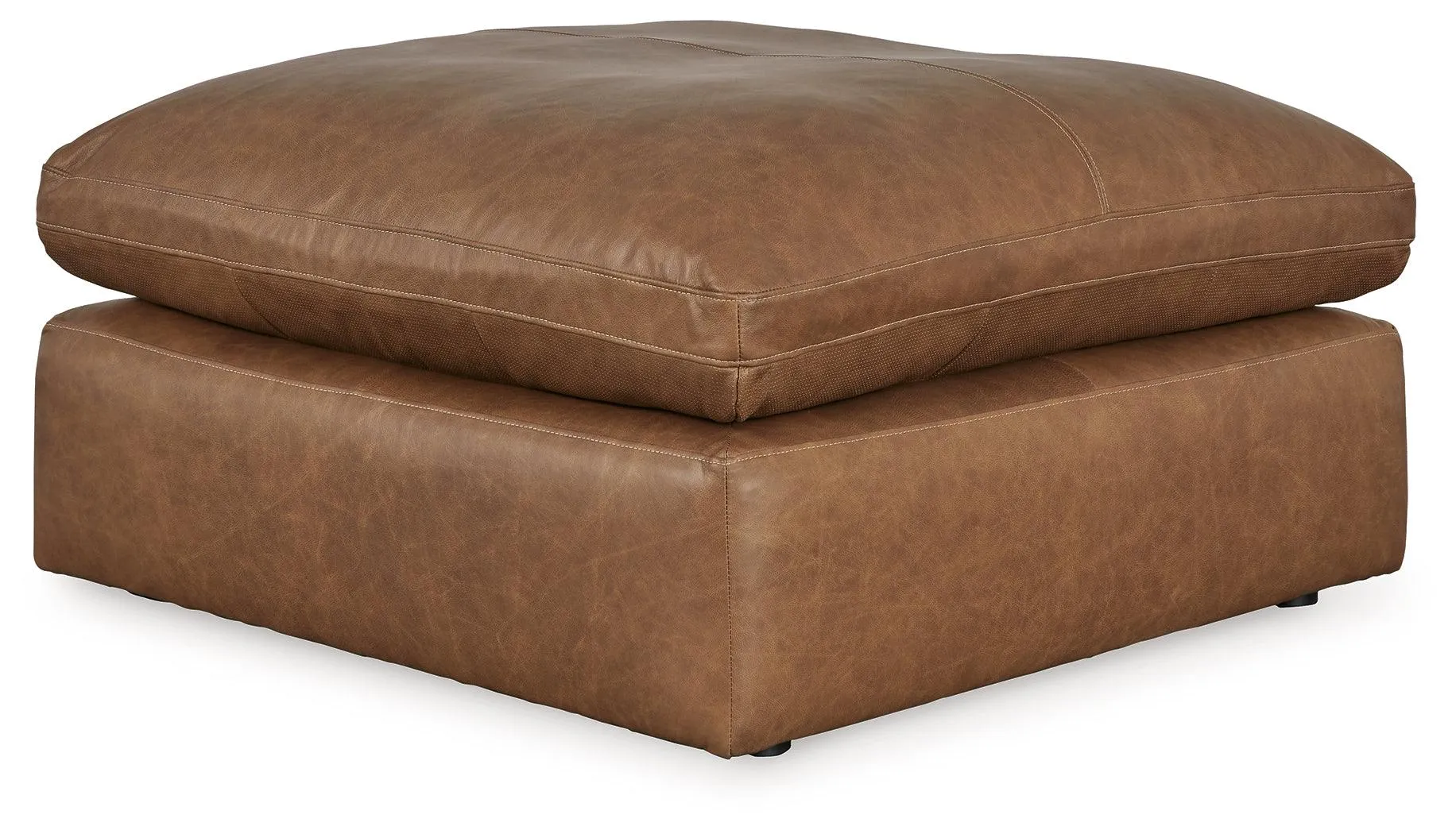 Emilia Caramel Oversized Leather Accent Ottoman - Image 2