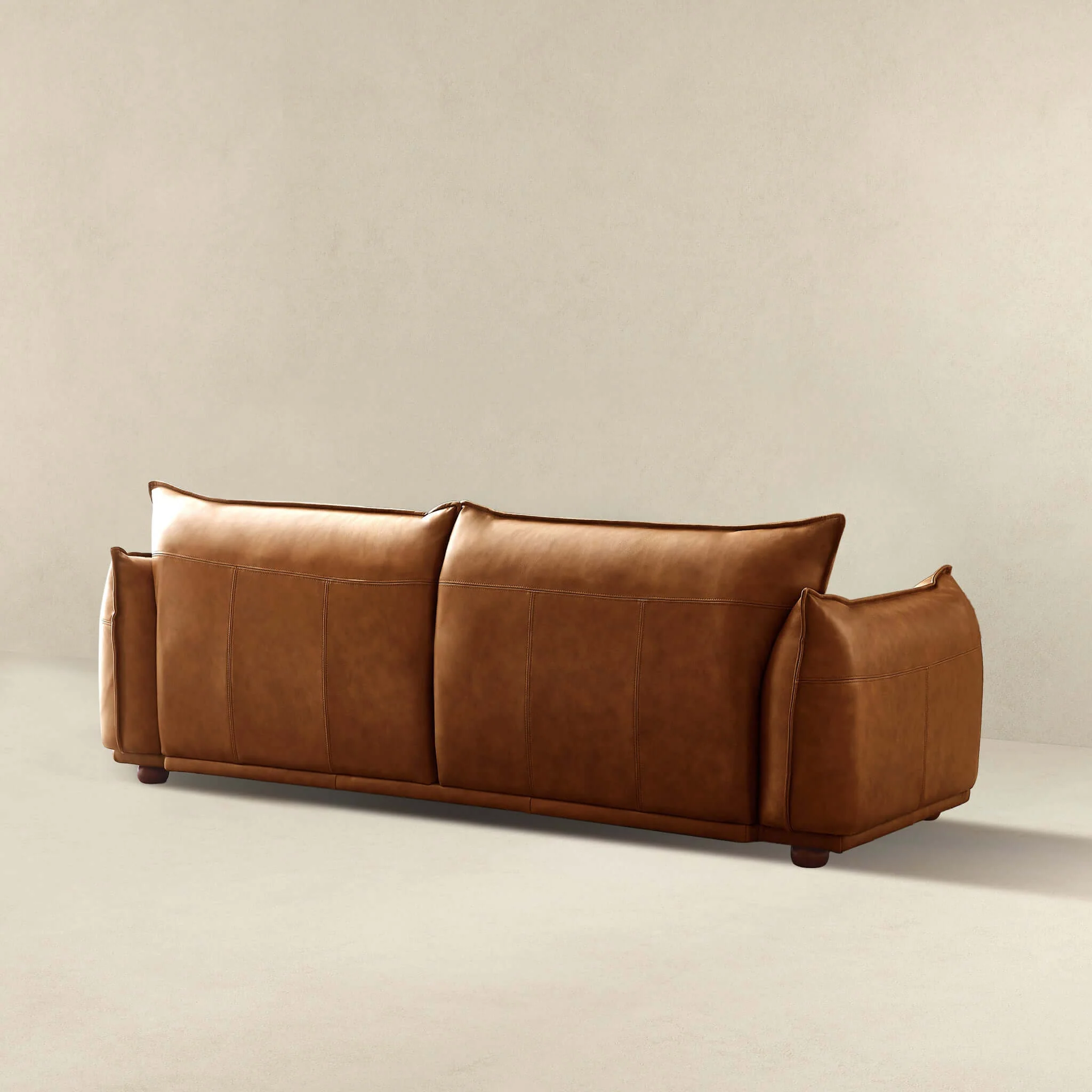 Emma Mid Century Modern Luxury Cognac Leather Sofa - Image 5