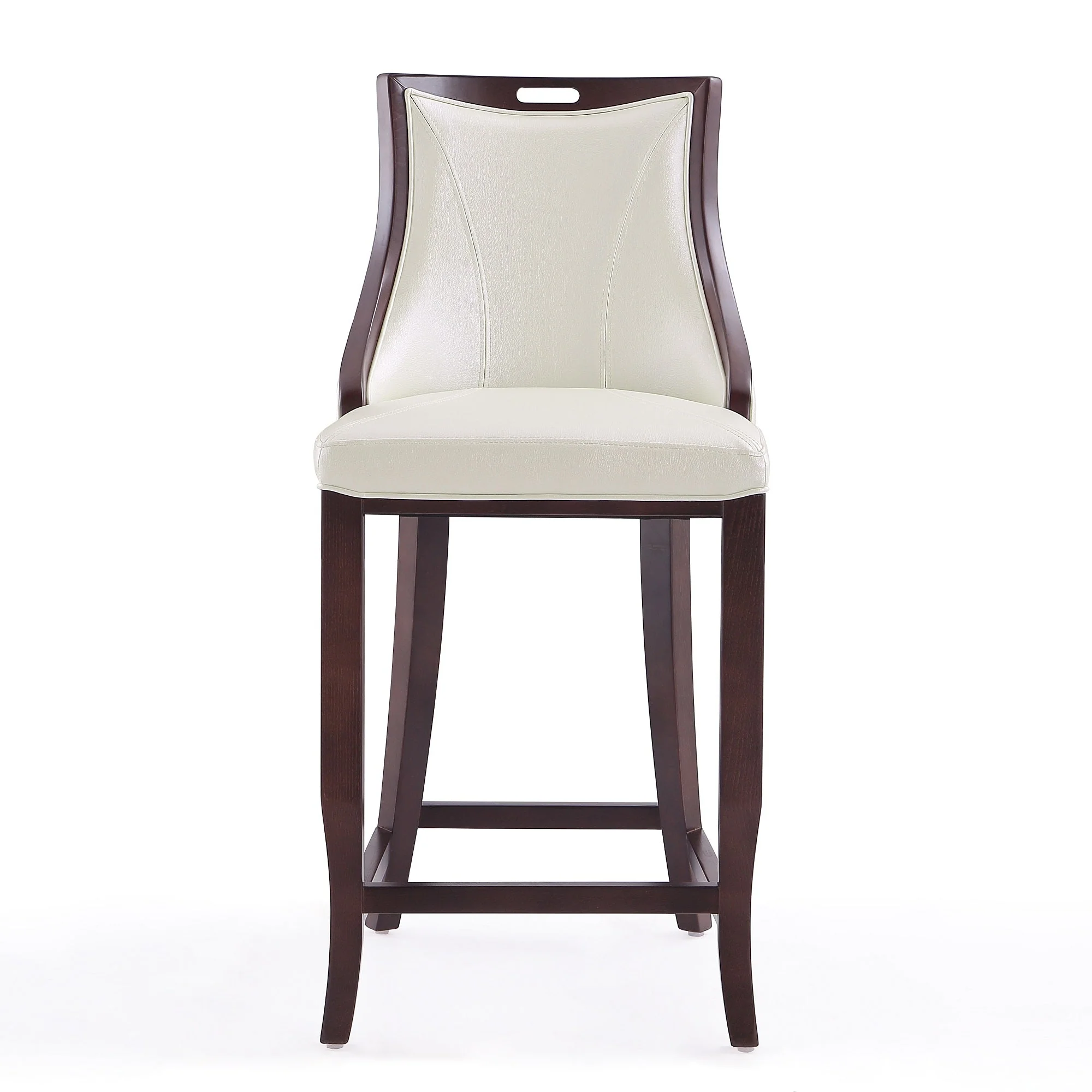 Emperor Bar Stool in Pearl White and Walnut (Set of 2) - Image 5