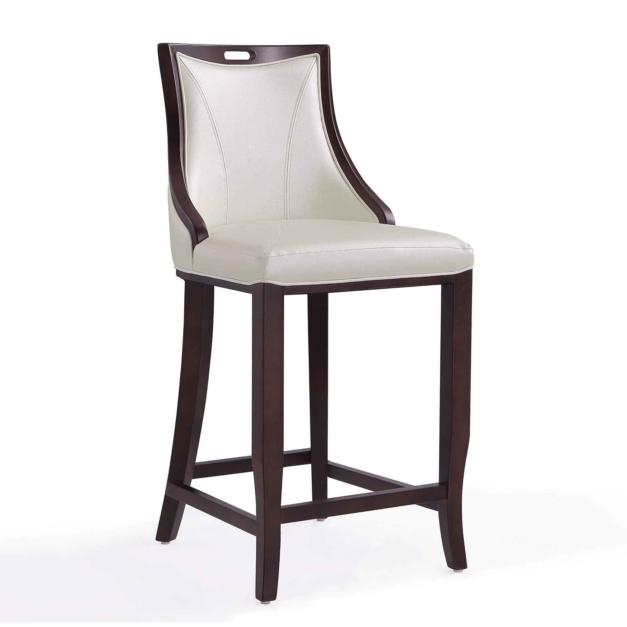 Emperor Bar Stool in Pearl White and Walnut (Set of 3) - Image 4