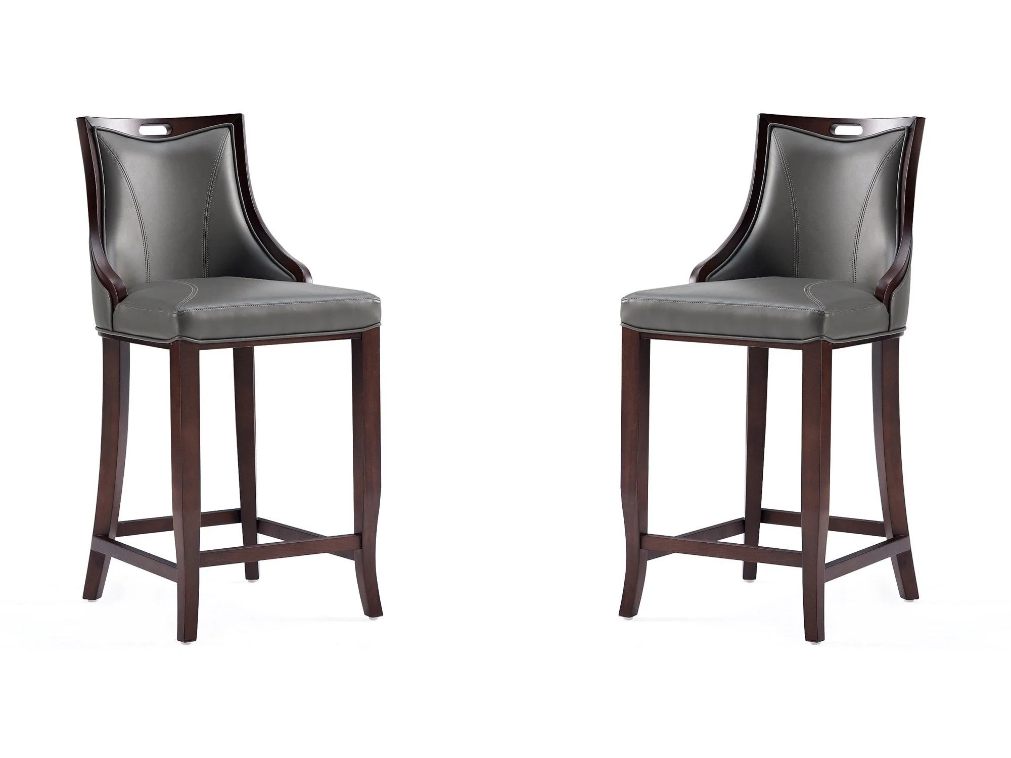 Emperor Faux Leather Barstool in Pebble Grey (set of 2)