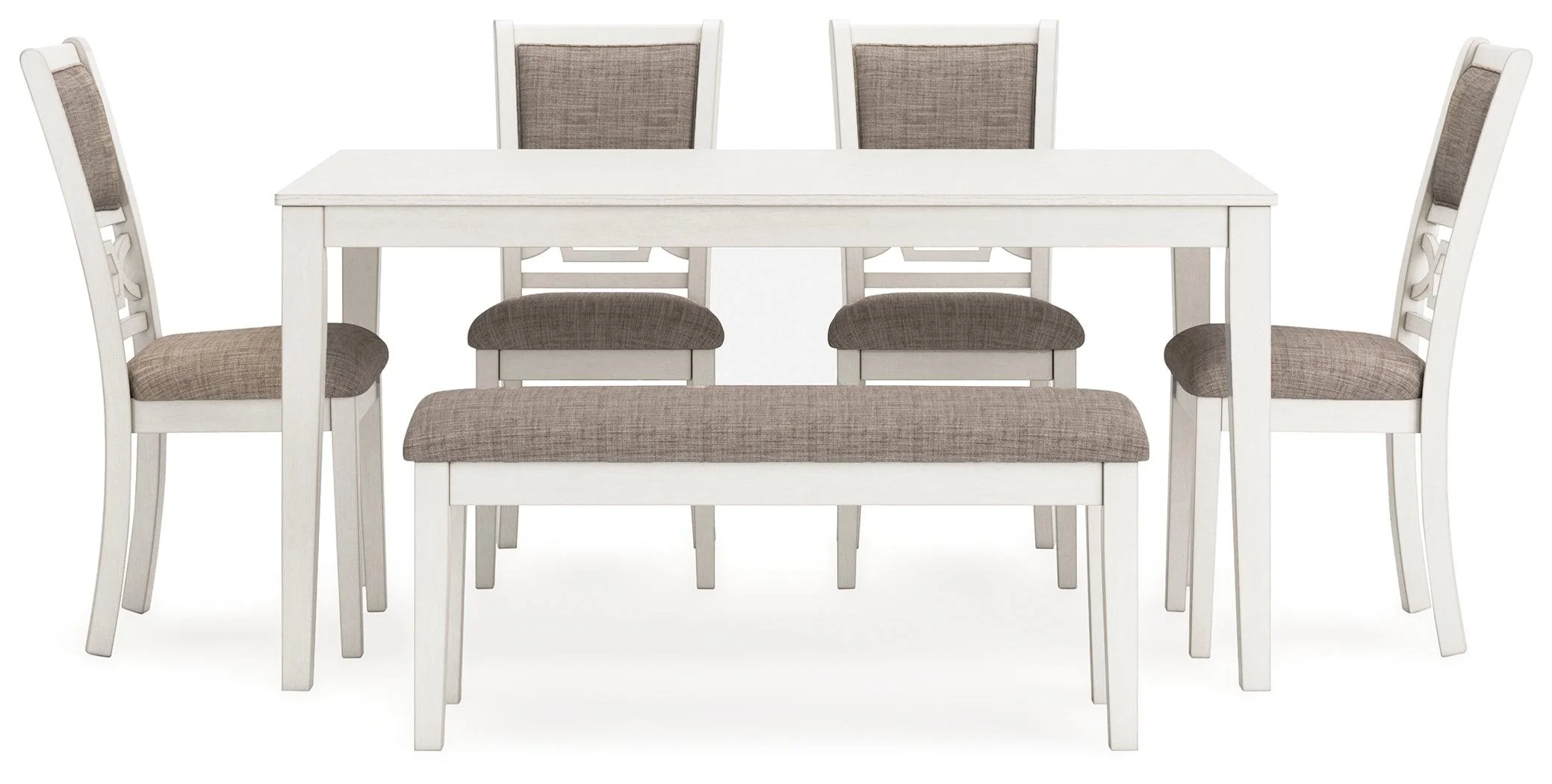 Erinberg Antique White Dining Table and 4 Chairs and Bench - Image 3