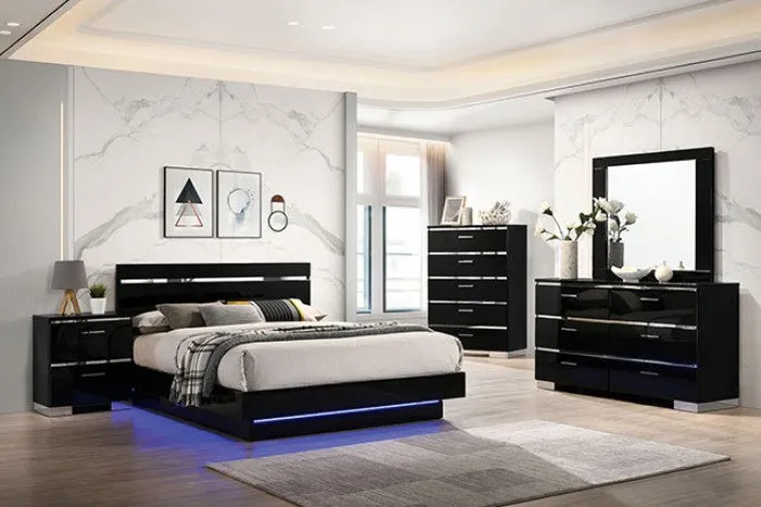 Erlach Black/Chrome 4-Piece Queen Bedroom Set