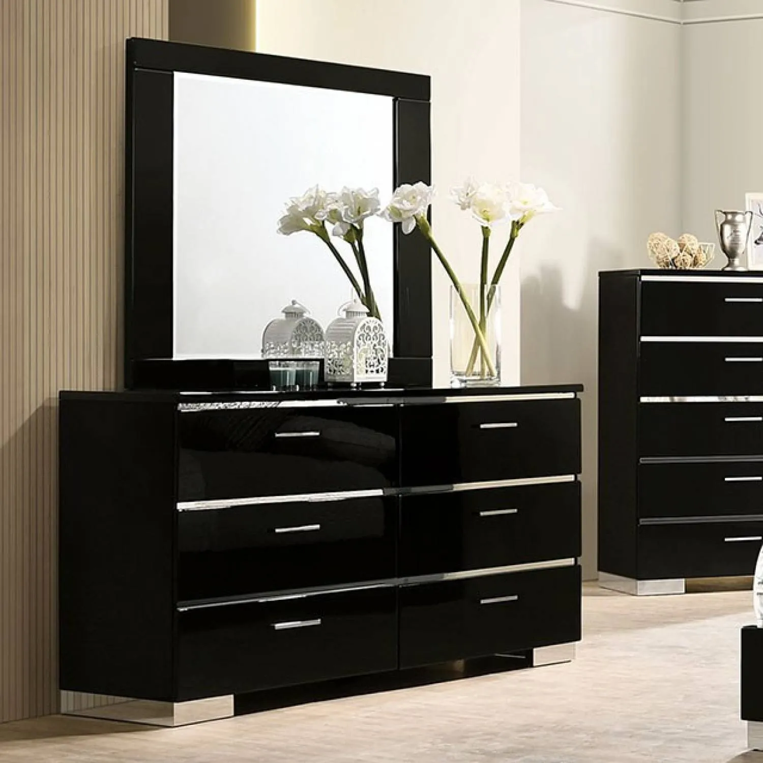 Erlach Black/Chrome 4-Piece Queen Bedroom Set - Image 4